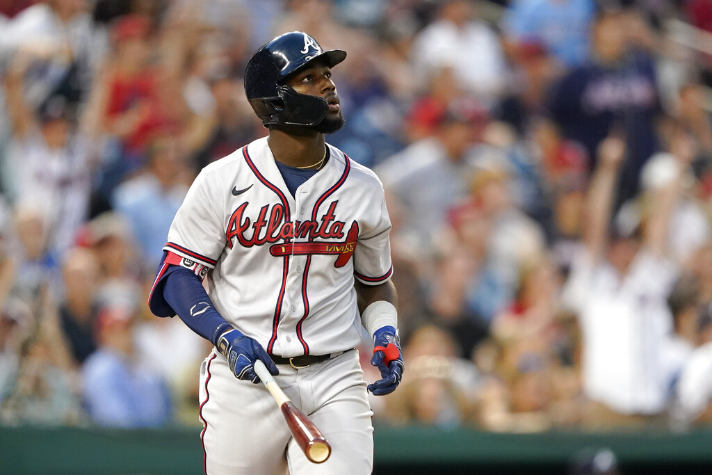 Michael Harris II of the Atlanta Braves wears Blooper cleats during News  Photo - Getty Images