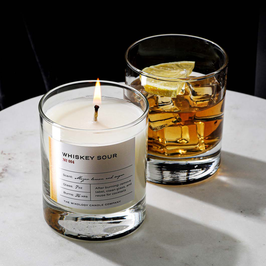 Wixology candles aim to capture the aromas of spirits and cocktails. Afterward, you can use the glass to sip on something. Courtesy of Wixology