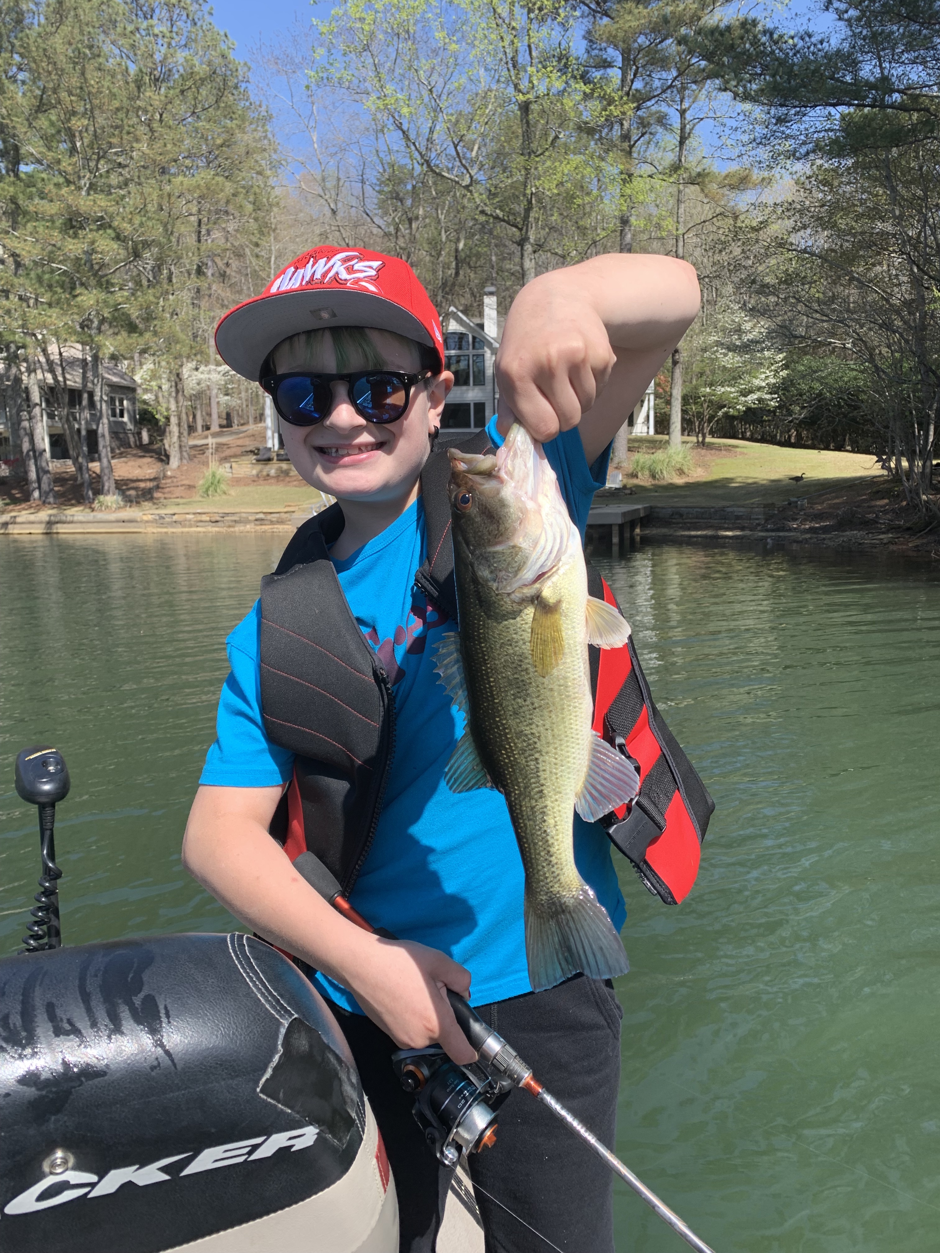 Tom More Smith’s grandson, Will, is proud of his catch, a two-pound largemouth bass.
Courtesy of Tom More Smith.