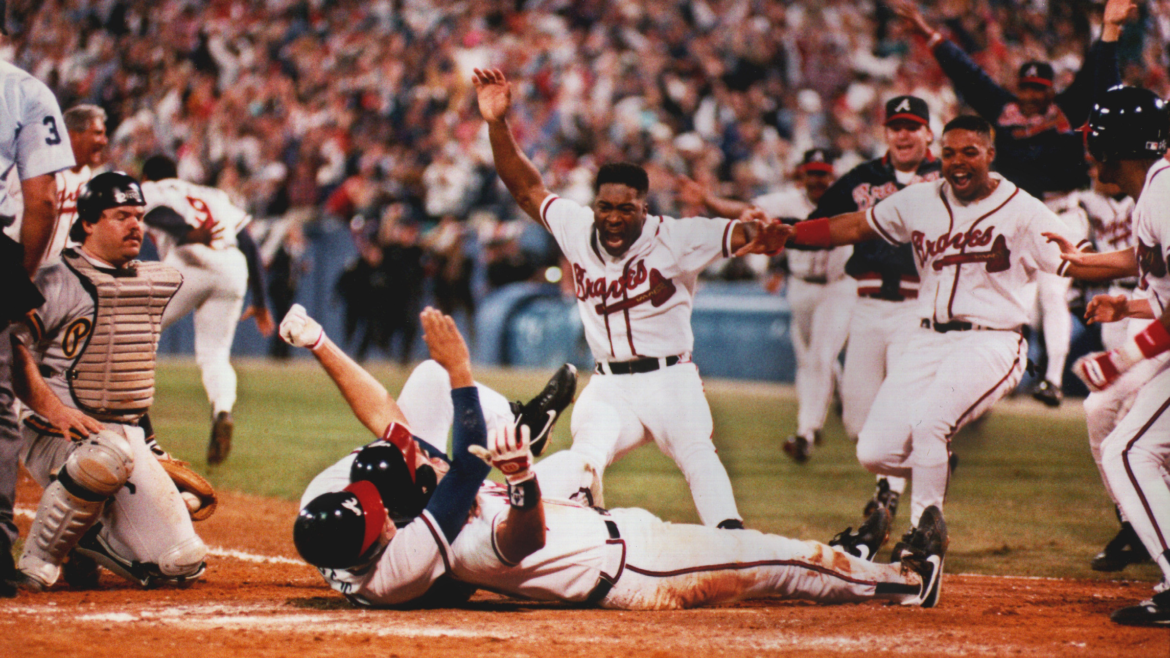 Sid Bream Signed Braves 8x10 Photo Inscribed The Slide & 10/14