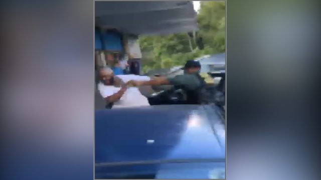 This is a screenshot of a video footage showing an altercation between an Atlanta police officer and a suspect. (Credit: Channel 2 Action News)