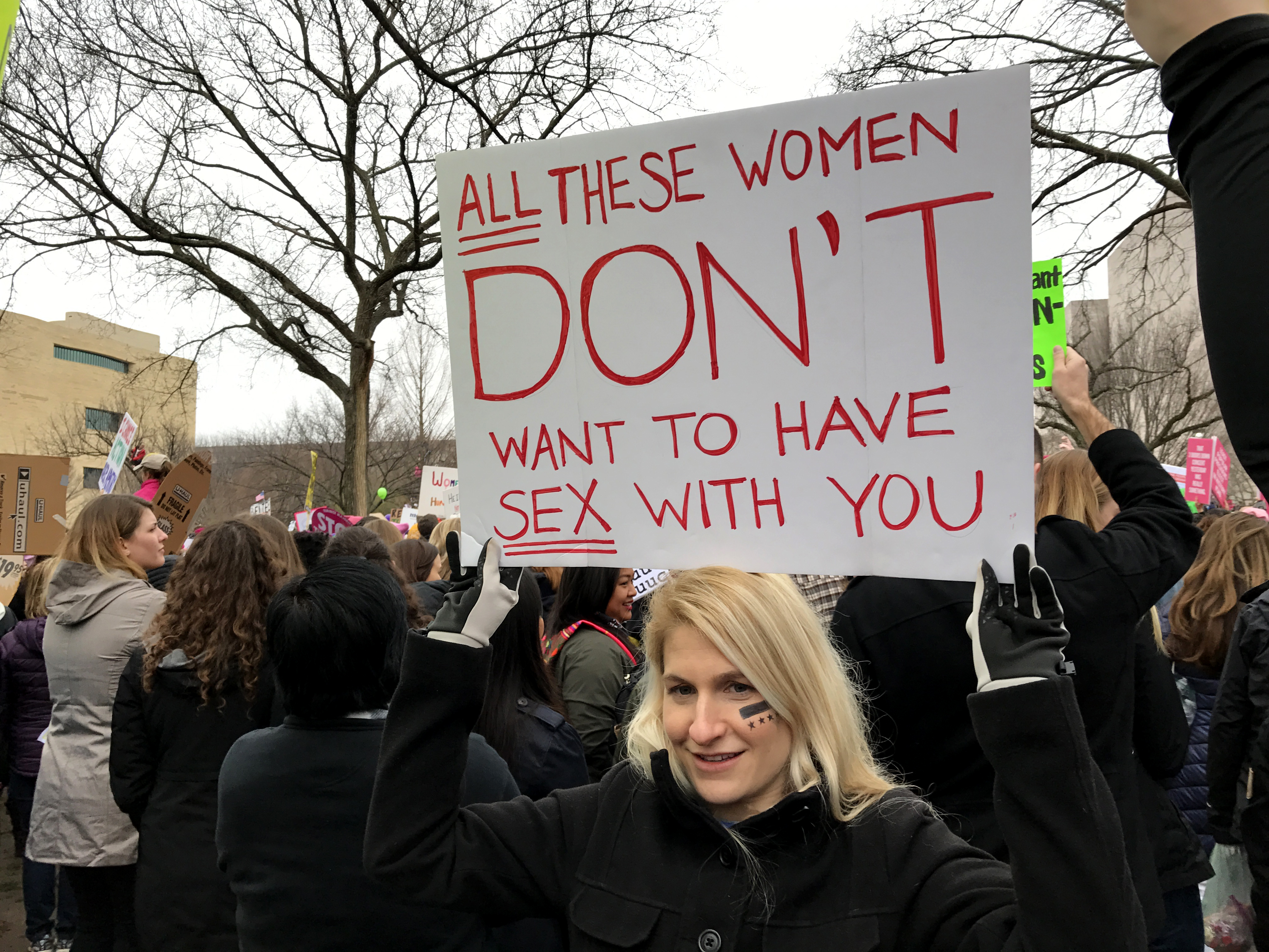 Signs at Women's March in Washington .