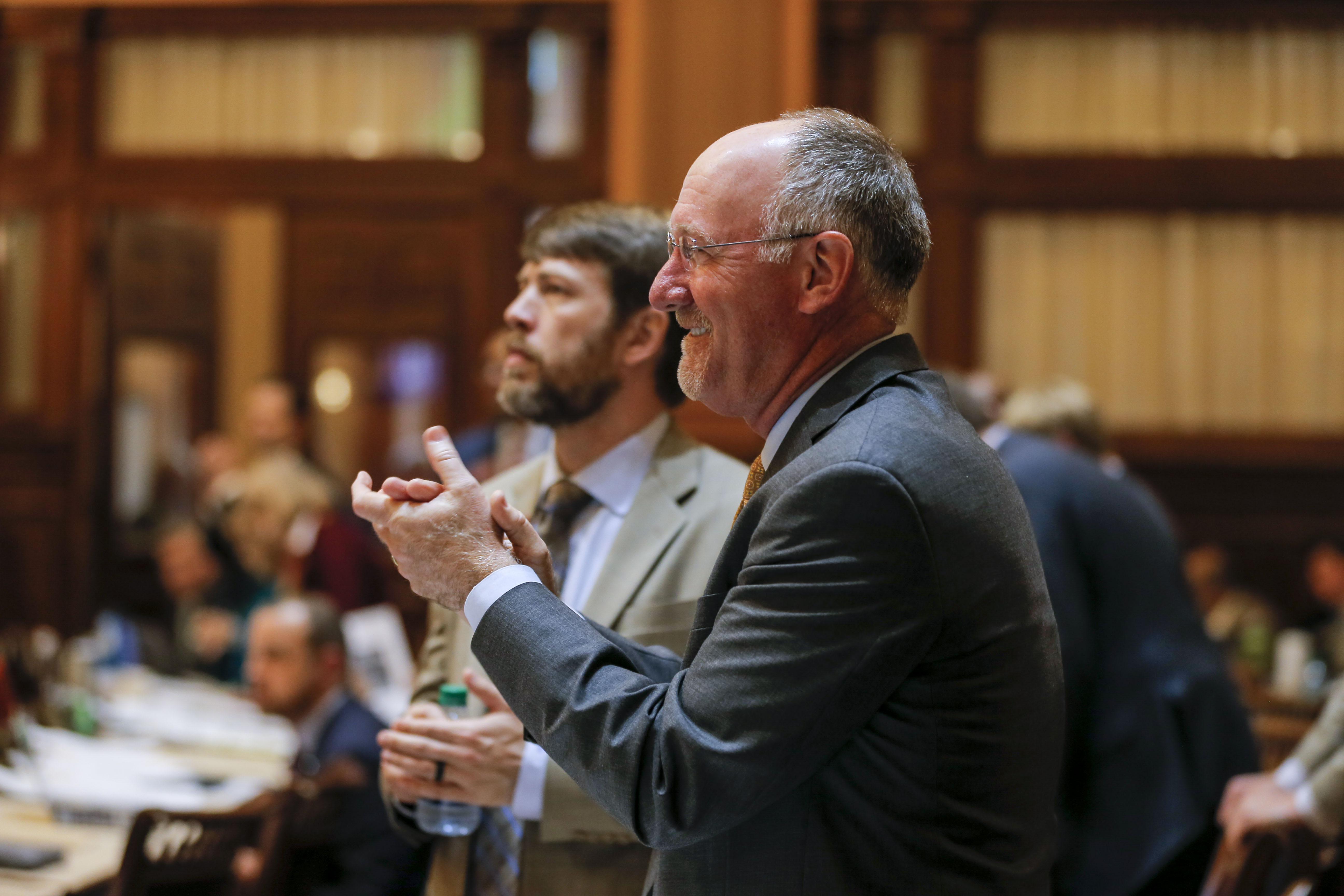 02/28/2018 -- Atlanta, GA - Rep. Allen Peake, R- Macon, reacts after HB 764 is passed in the House Chambers during Crossover day at the Georgia State Capitol in Atlanta, Wednesday, February 28, 2018. ALYSSA POINTER/ALYSSA.POINTER@AJC.COM