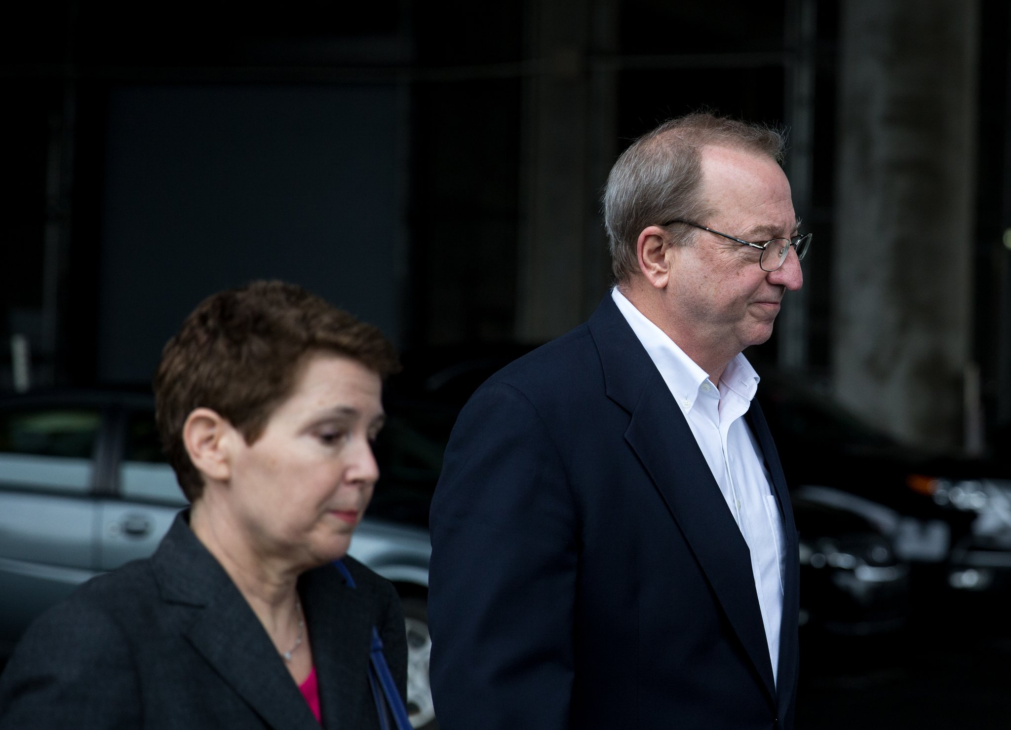 Charles P. Richards, right, a contractor who pleaded guilty to conspiracy to commit bribery in order to obtain city of Atlanta contracts, leaves the U.S. District Court with his attorney Lynne Borsuk, in February. BRANDEN CAMP/SPECIAL