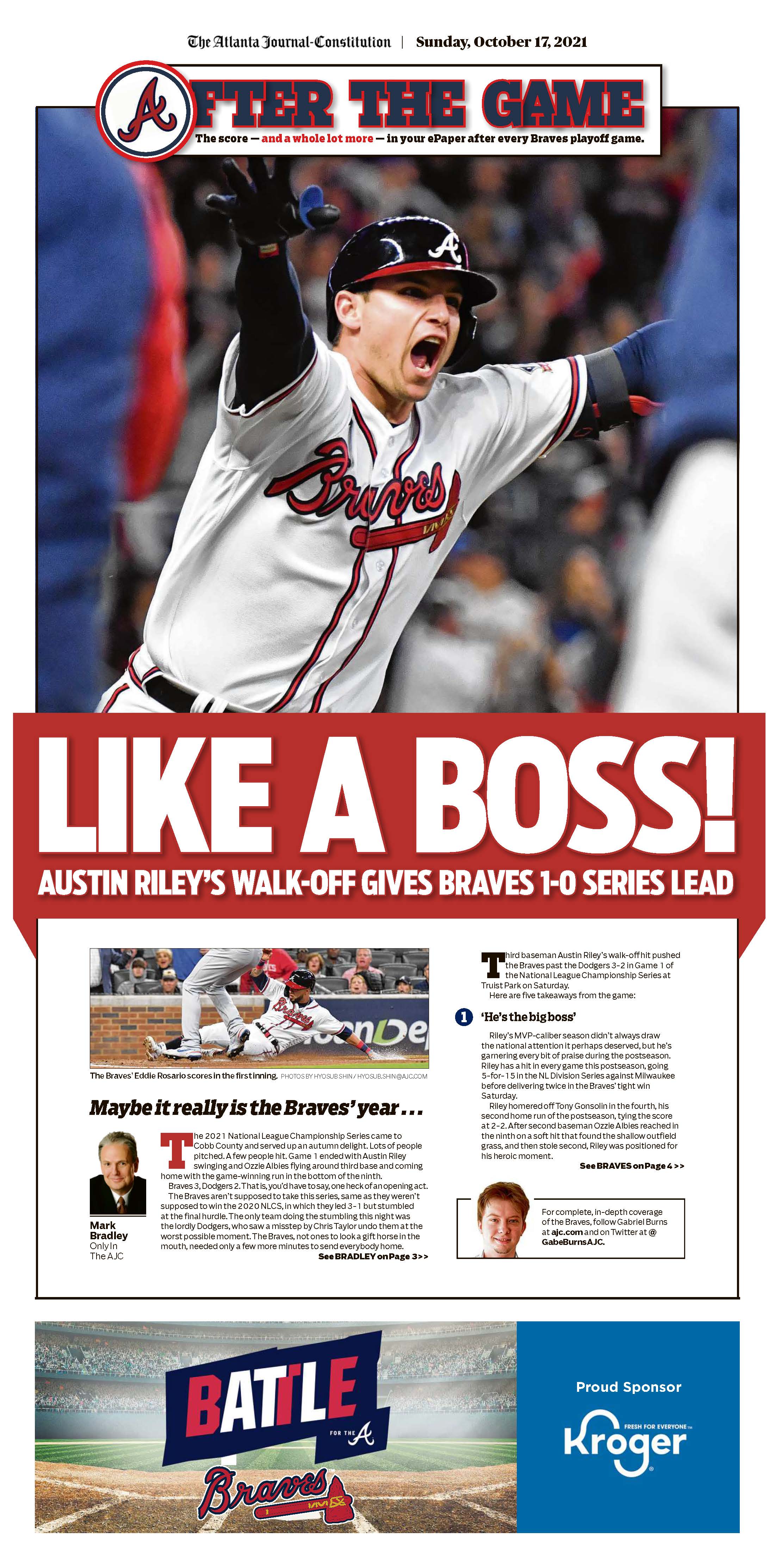 Let's Split' – Atlanta Braves World Series section in Thursday Atlanta  Journal-Constitution ePaper - Oct. 28 2021