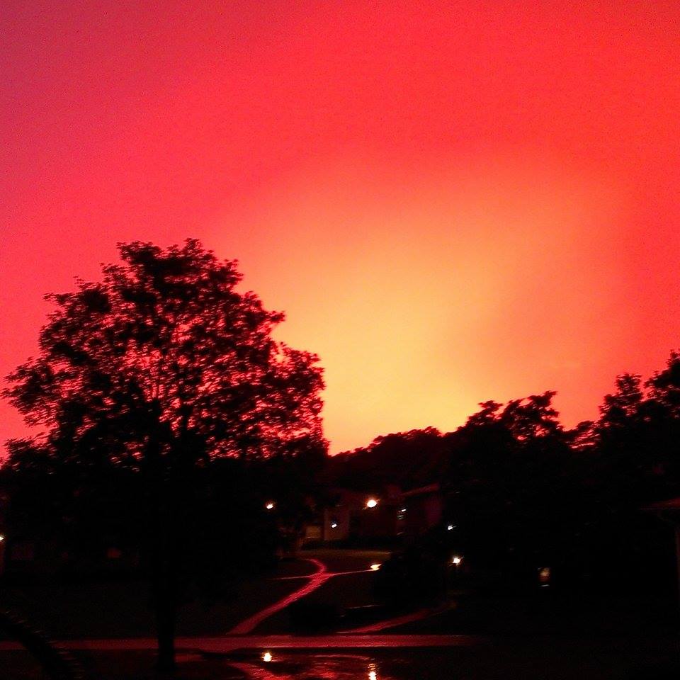 Sky turns pink following storm