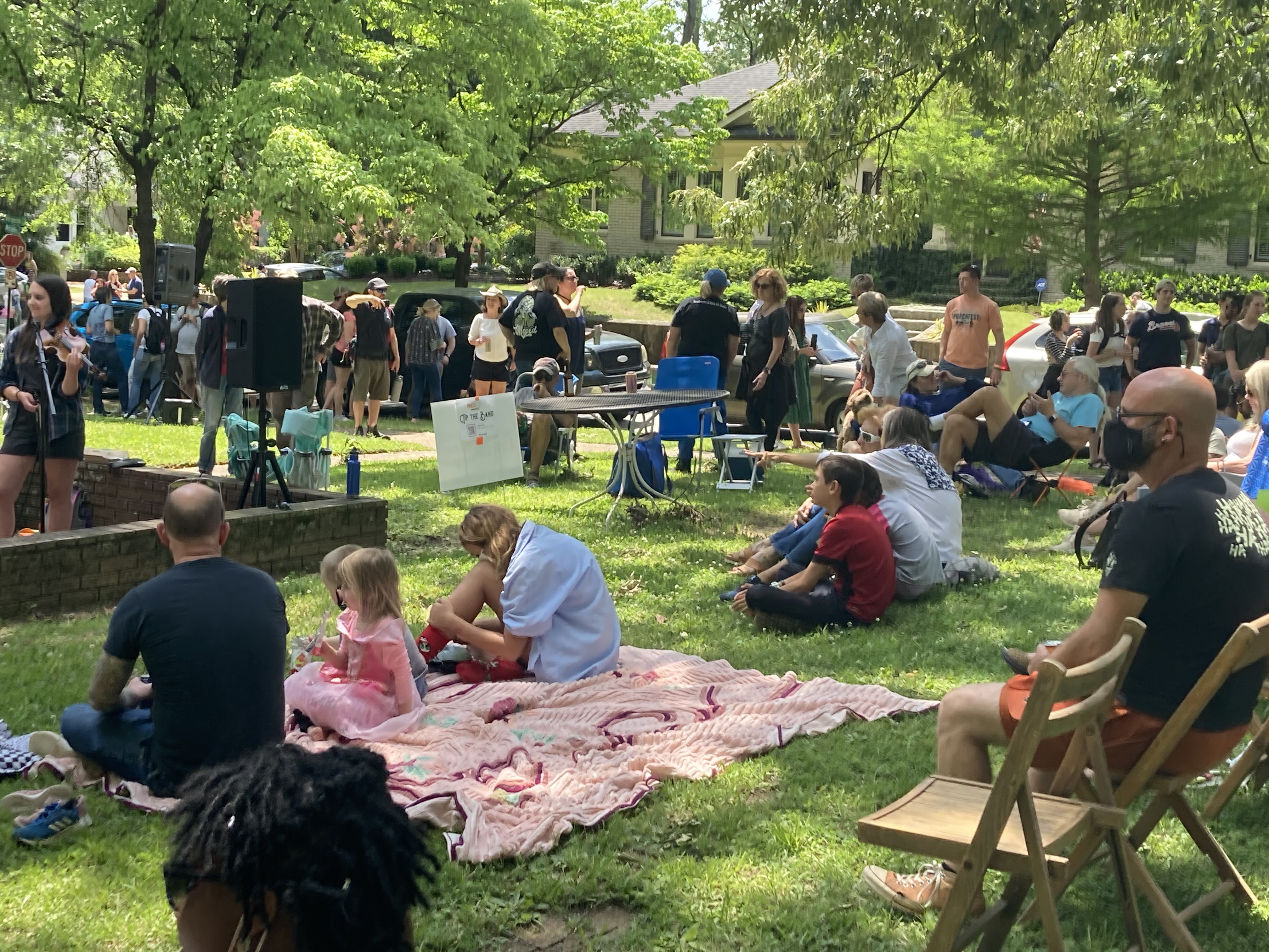Neighbors listen to Tuesday Nights Live during the first Virginia Highland Porchfest.
Courtesy Virginia Highland District