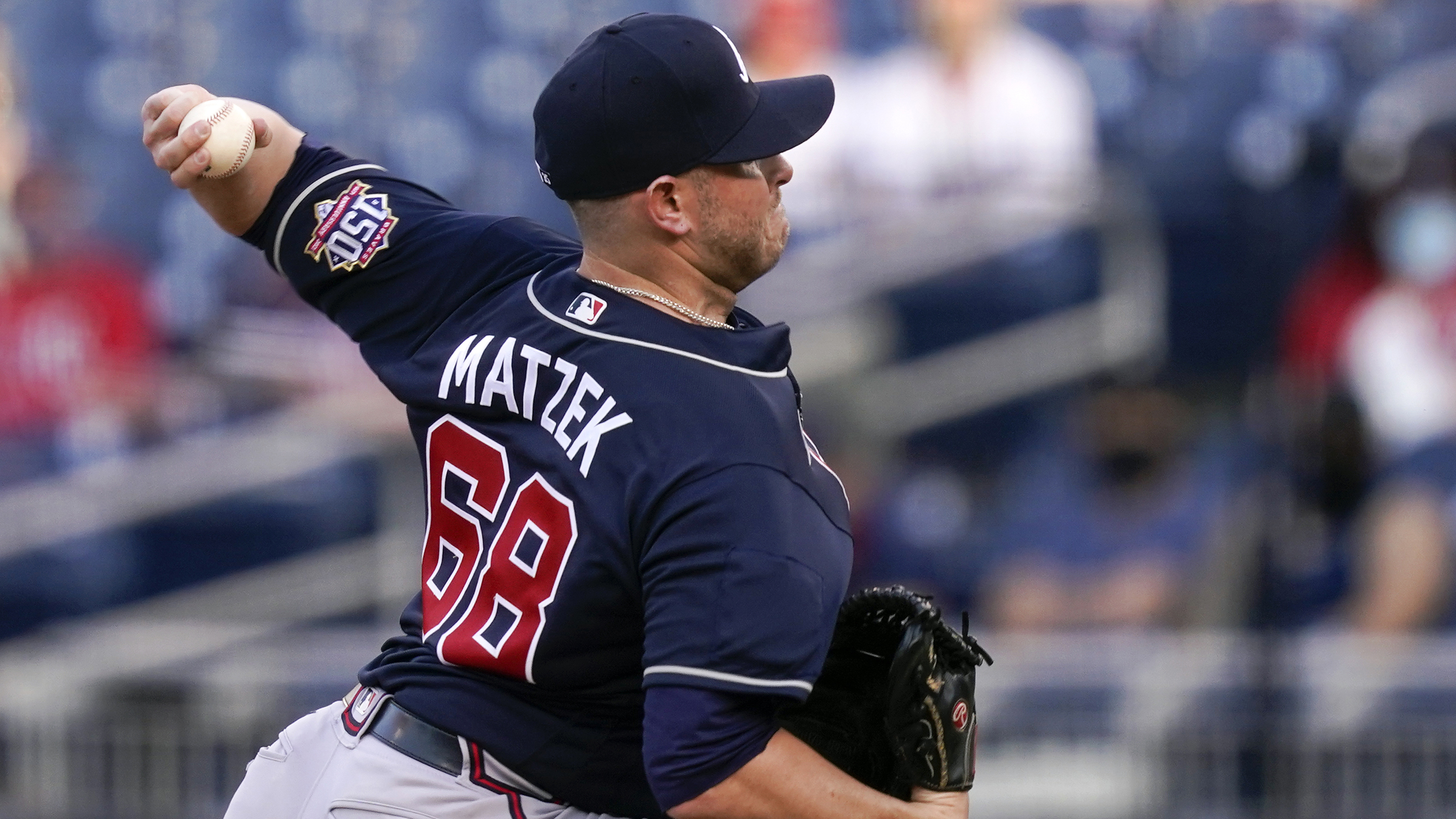 Atlanta Braves relief pitcher Tyler Matzek throws against the Los