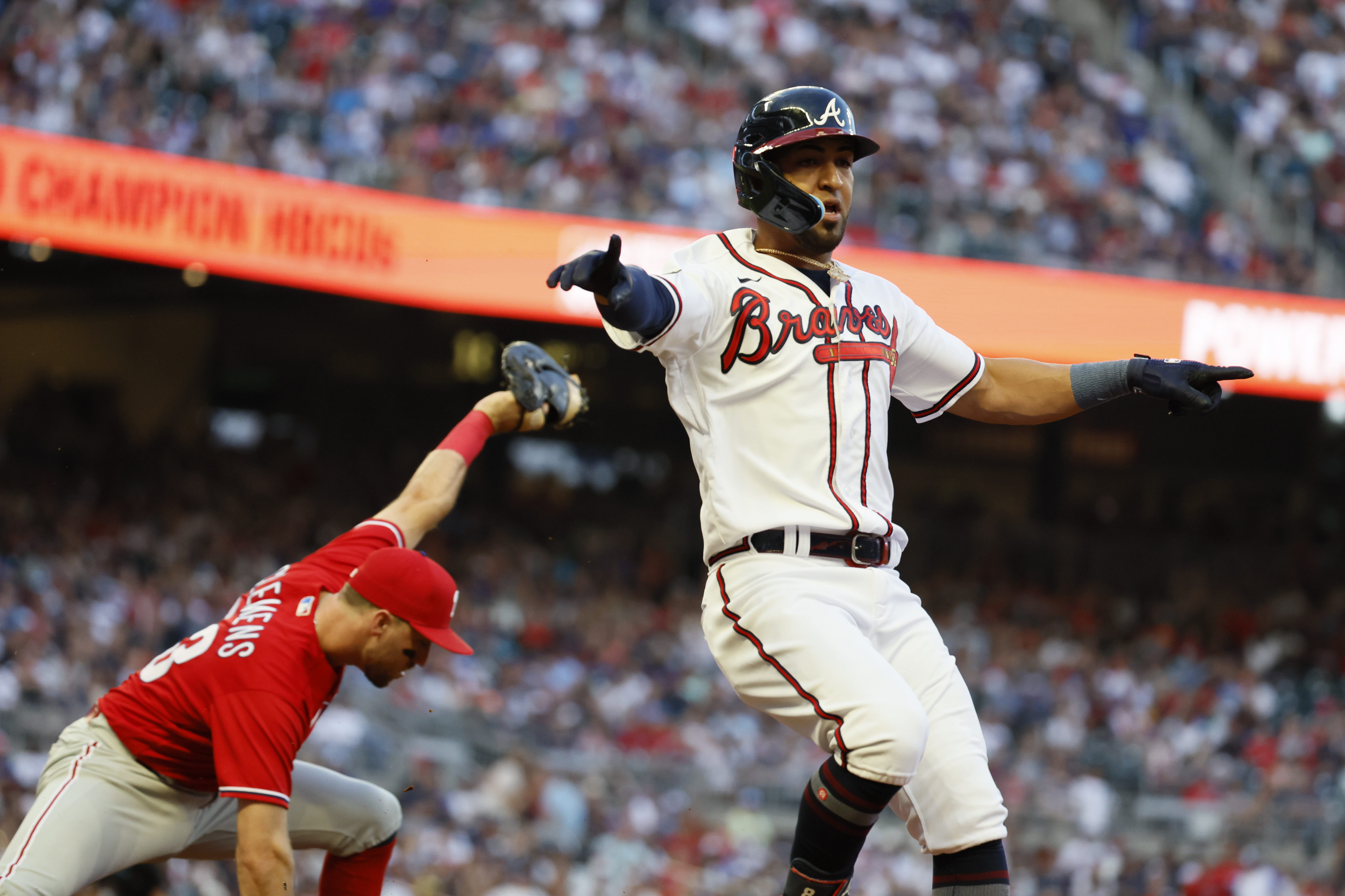 July 04, 2019: Atlanta Braves pitcher Mike Soroka delivers a pitch during  the first inning of a MLB game against the Philadelphia Phillies at  SunTrust Park in Atlanta, GA. Austin McAfee/(Photo by