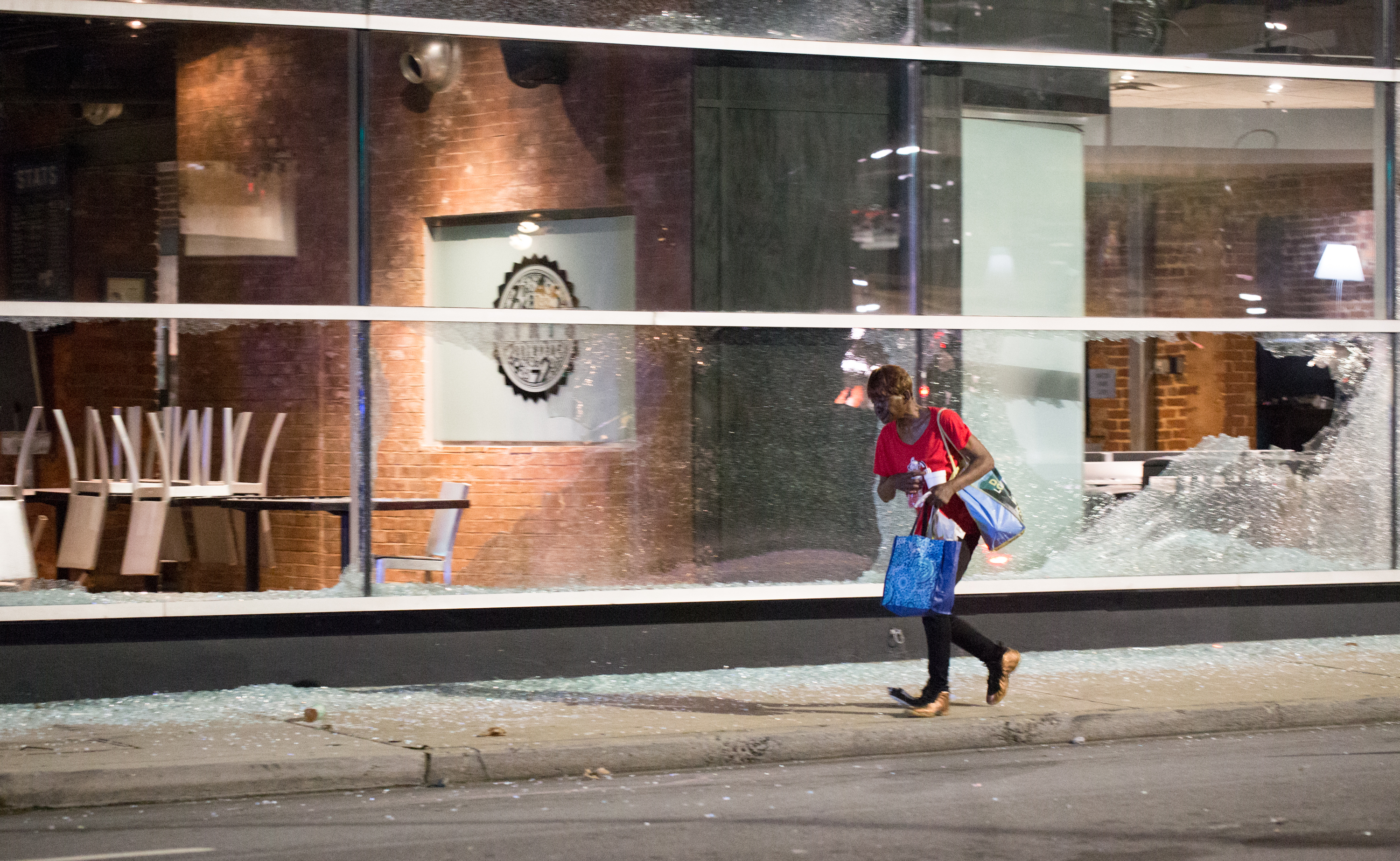 Riots broke out in Atlanta around the CNN Center and where protestors and police clashed Friday, May 29, 2020. STATS sports bar, Chick-fil-a, The College Football Hall of Fame and many other businesses in the area sustained heavy damage. (Jenni Girtman for The Atlanta Journal-Constitution)