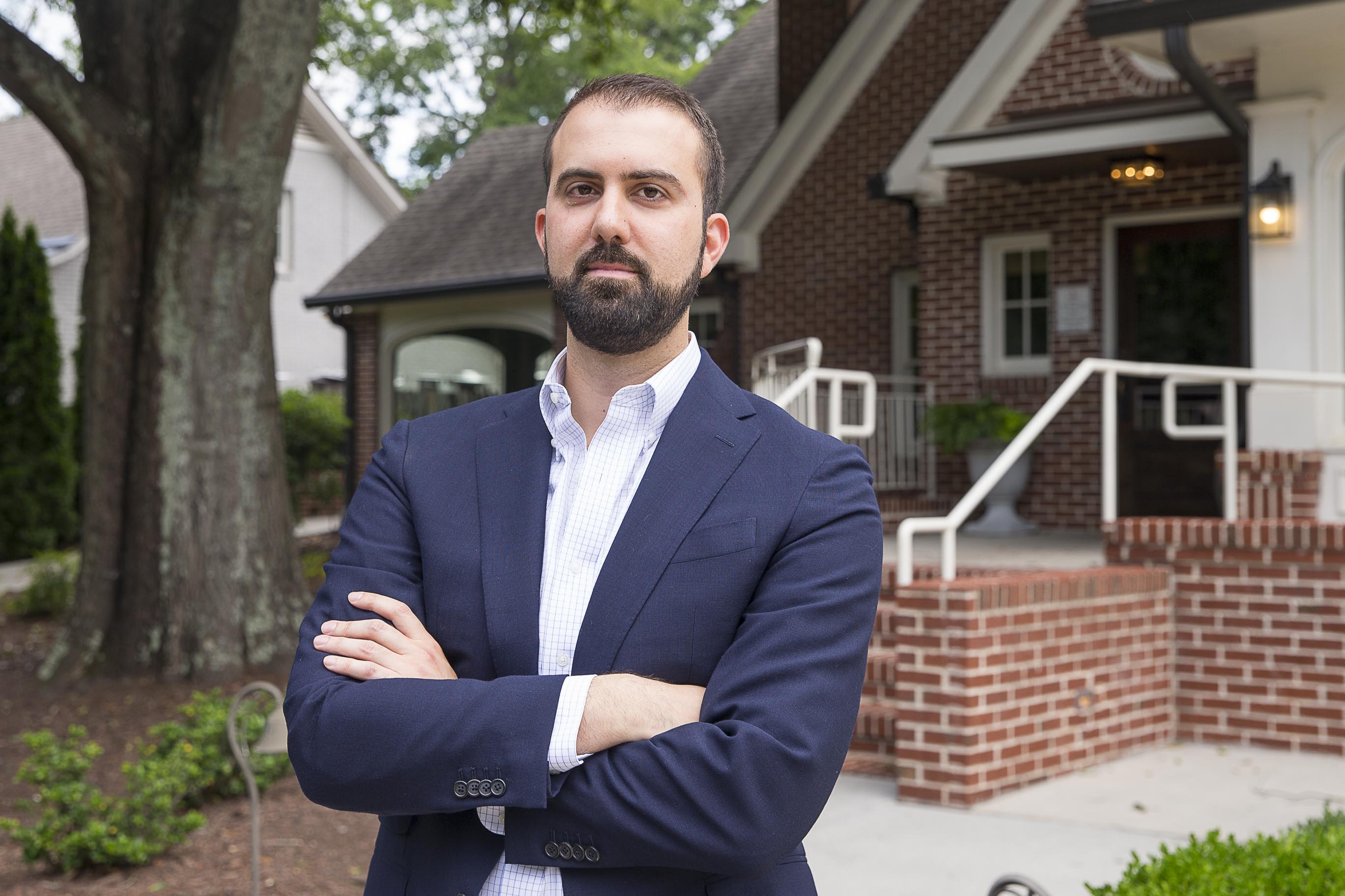 Restaurant owner Ryan Pernice stands for a portrait in front of Osteria Mattone in downtown Roswell, Wednesday, June 19, 2019. (Alyssa Pointer/alyssa.pointer@ajc.com)