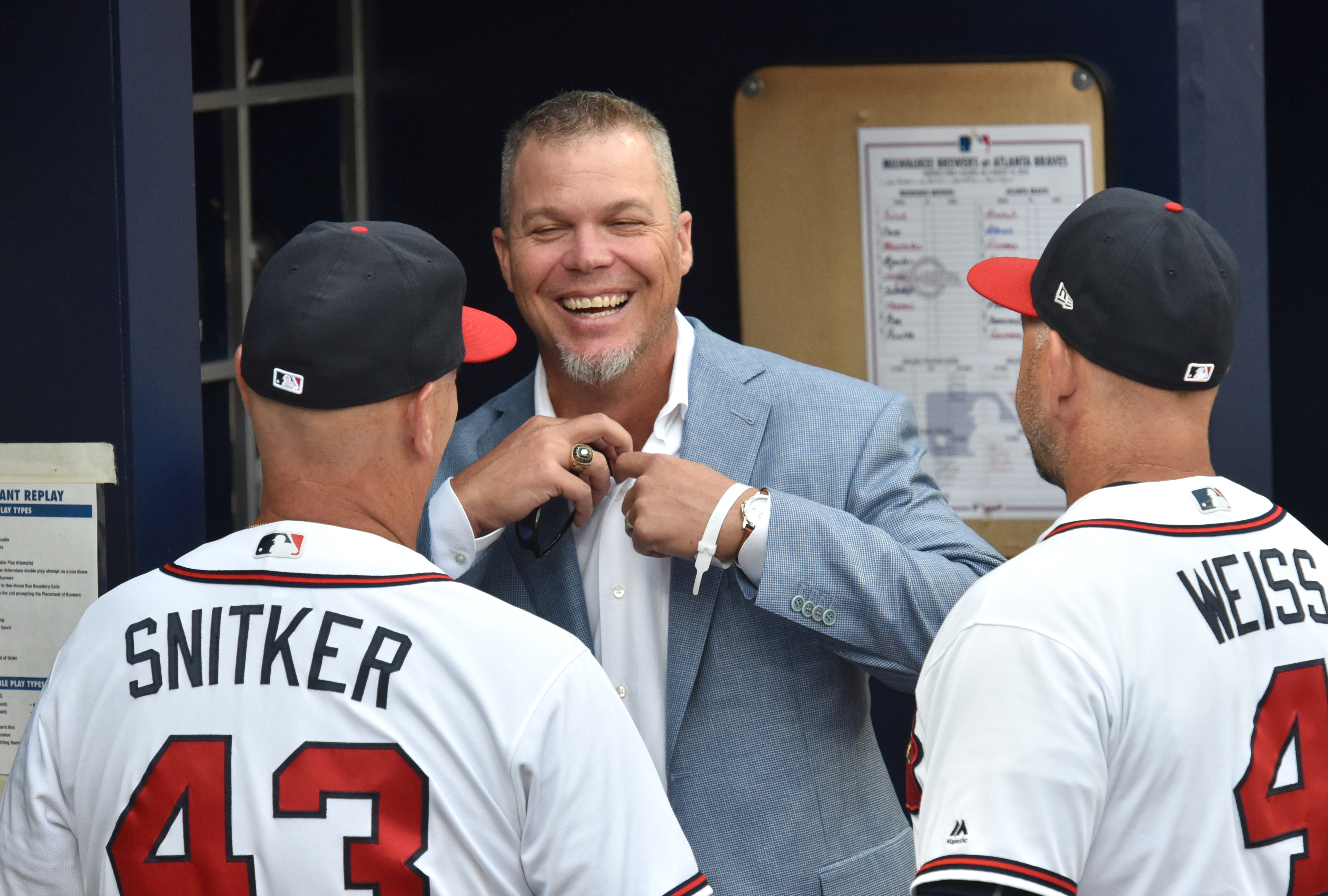 ATLANTA, GA – AUGUST 10: Newly inducted Hall of Famer Chipper