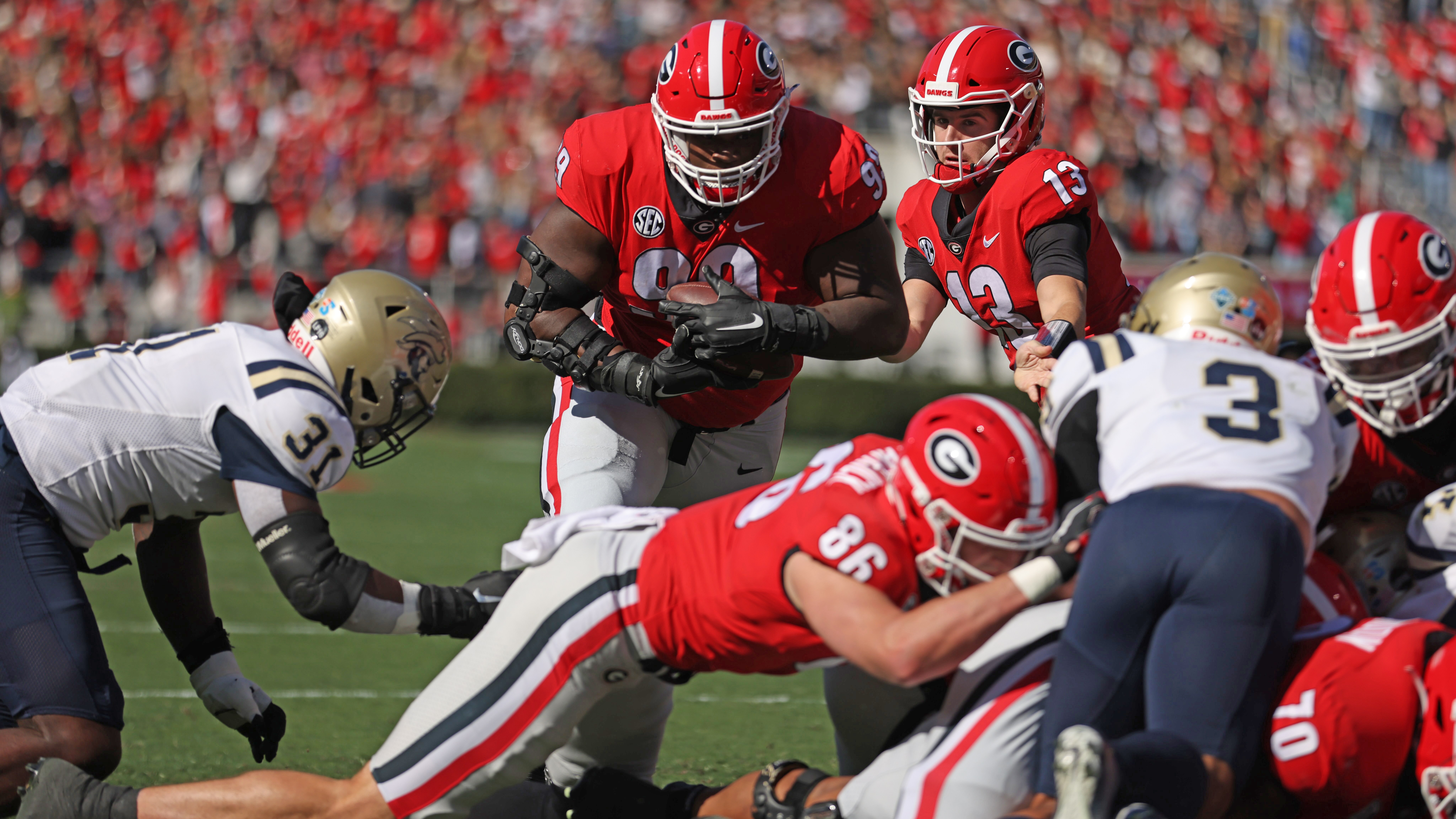 Stetson Bennett gives hilarious response to Jordan Davis touchdown