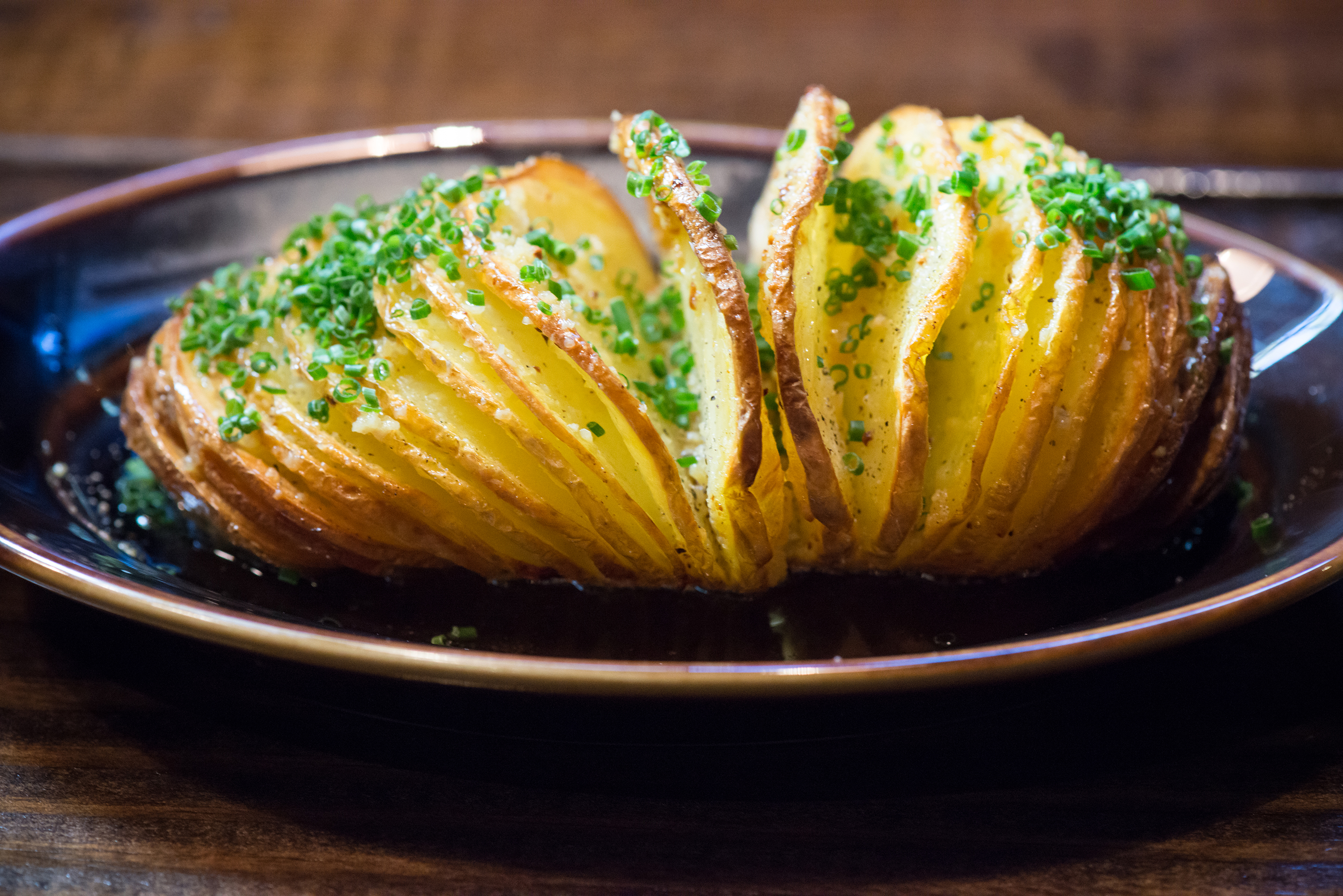 Yukon Gold Hasselback Potato. Photo credit: Mia Yakel Photography