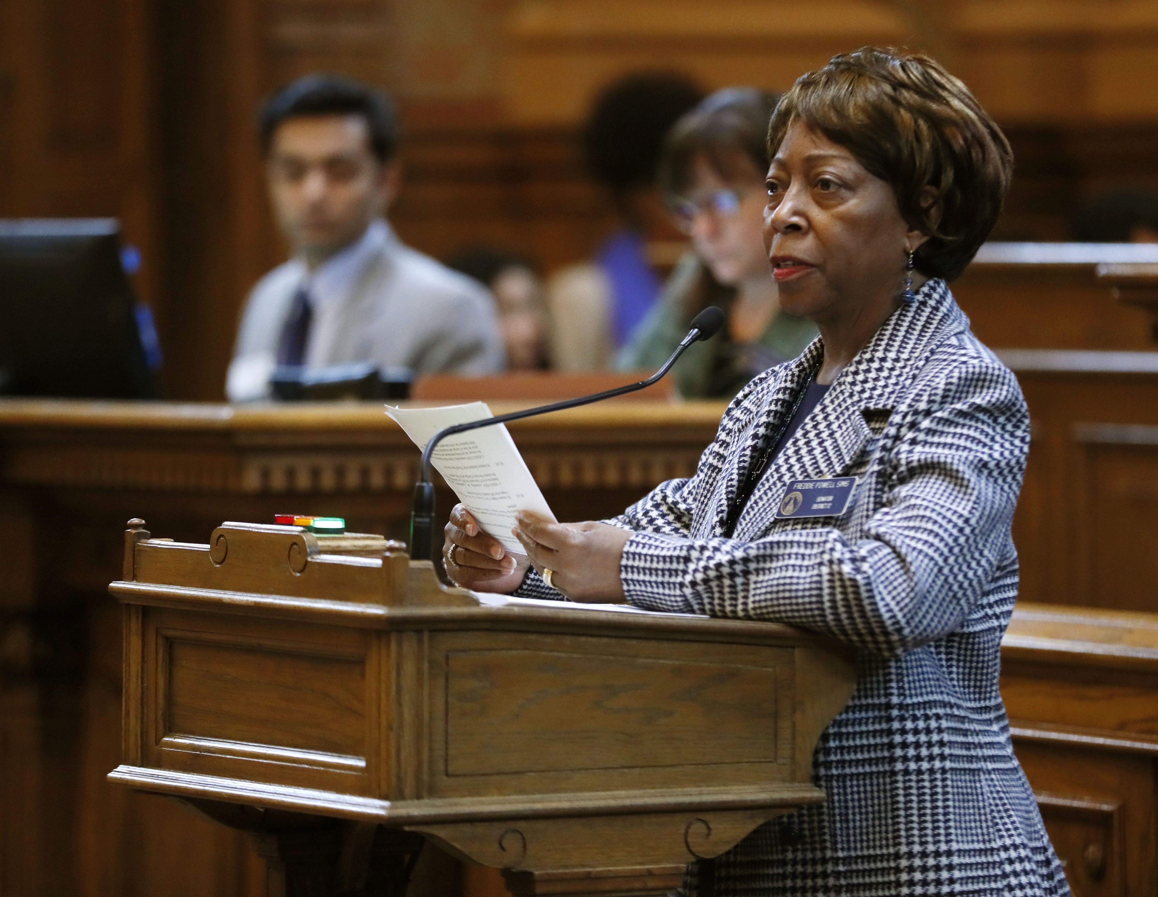 2/20/19 - Atlanta - Sen. Freddie Powell Sims, D - Dawson. The house and senate in session during the 2019 General Assembly. Bob Andres / bandres@ajc.com