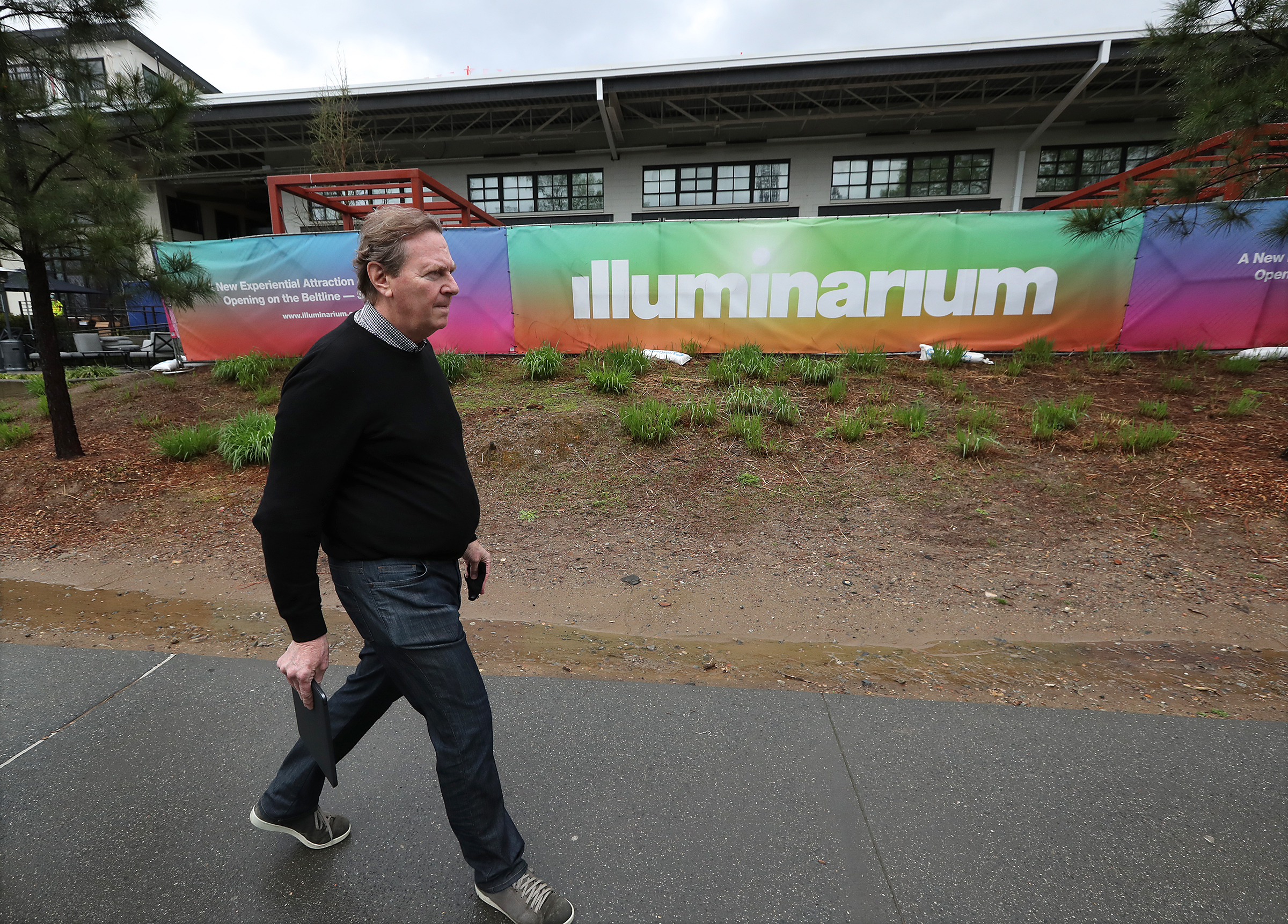 Atlanta entrepreneur Alan Greenberg walks the Atlanta Beltline during a tour of Illuminarium, a virtual reality entertainment emporium months away from opening on Wednesday, March 31, 2021, in Atlanta. Photo: Curtis Compton / Curtis.Compton@ajc.com