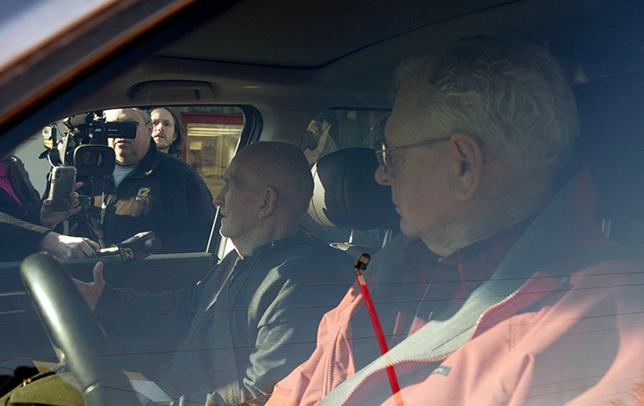 Chester Weger takes questions from the media Friday after being released from the Pinckneyville Correctional Center in Pinckneyville, Illinois. He spent about six decades in prison for the murder of three women in Starved Rock State Park in 1960.
