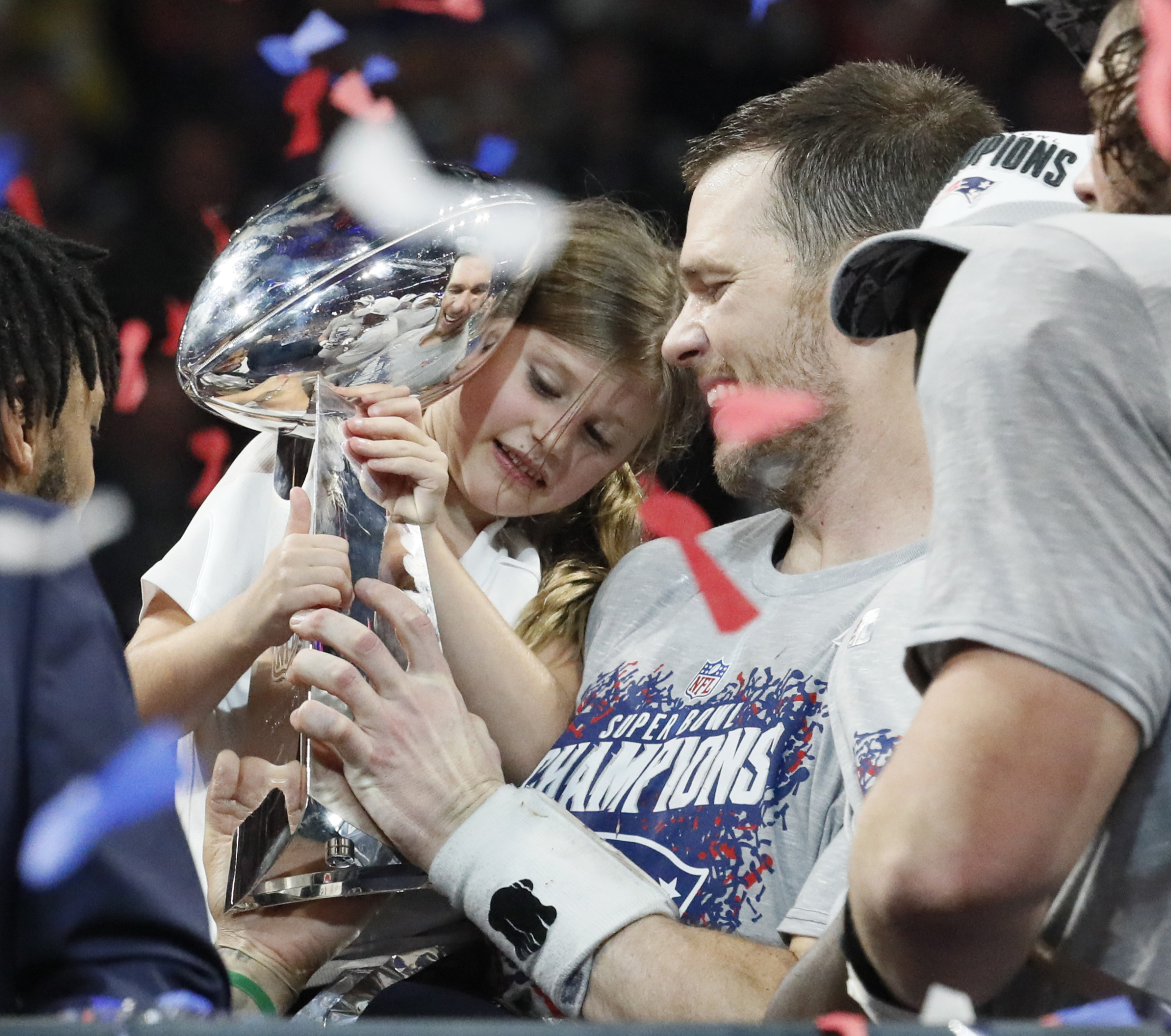 New England Patriots Quarterback Tom Brady with his daughter Vivian Lake  won his 6th Super Bowl at Super Bowl LIII at Mercedes-Benz Stadium on  February 3, 2019 in Atlanta, GA, USA. Photo