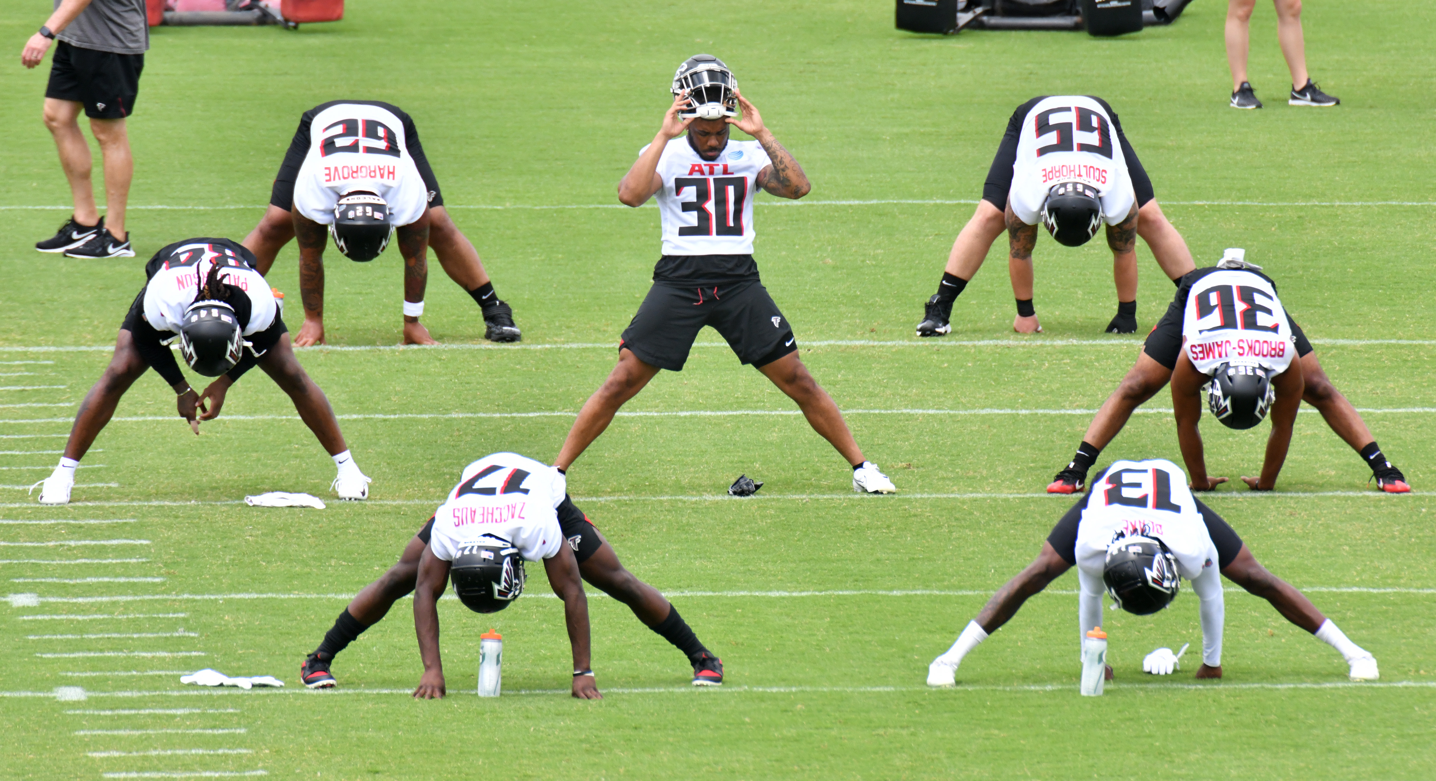 Atlanta Falcons wide receiver Frank Darby (88) lines up during the