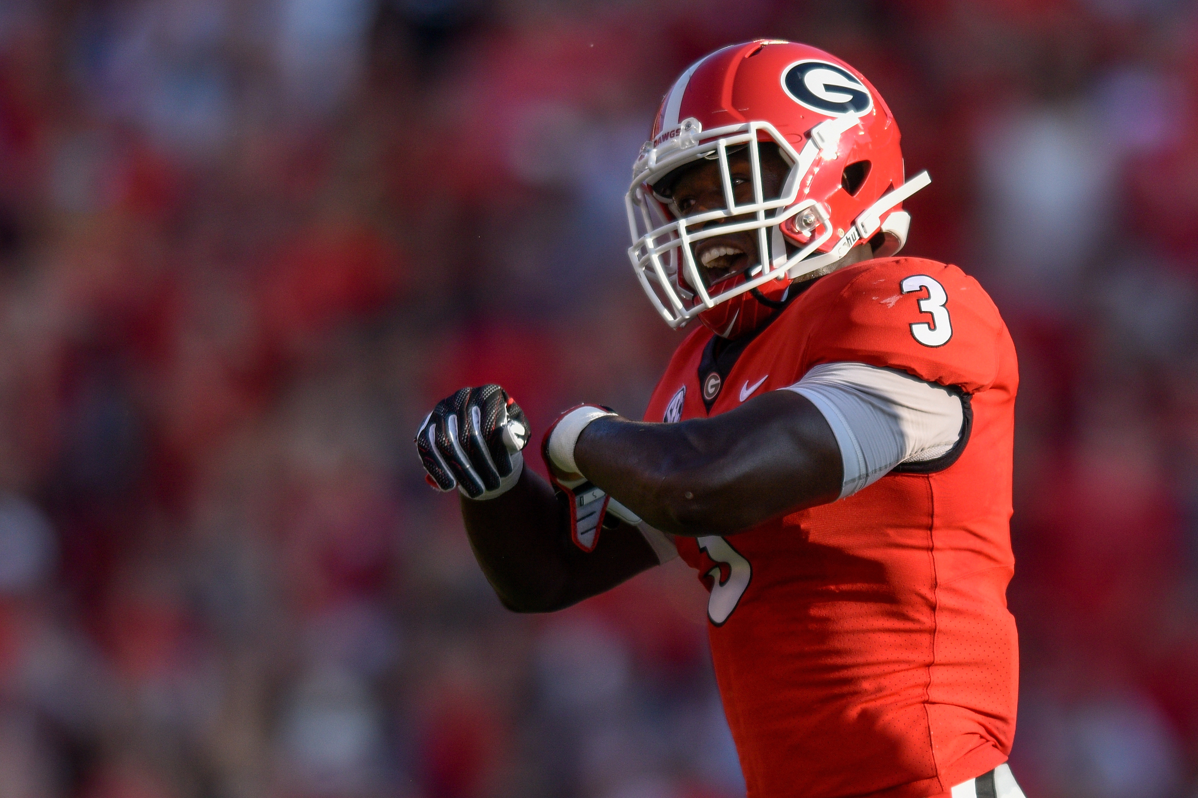 Roquan Smith Autographed Red College Style Jersey w/ 17 BA