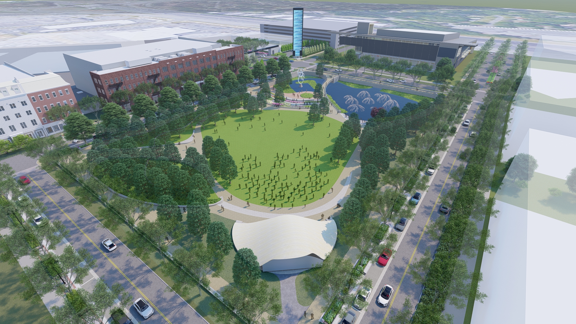 A rendering of what part of the Assembly Studios will look like when completed on the land that was once a General Motors automobile assembly plant.  GRAY TELEVISION