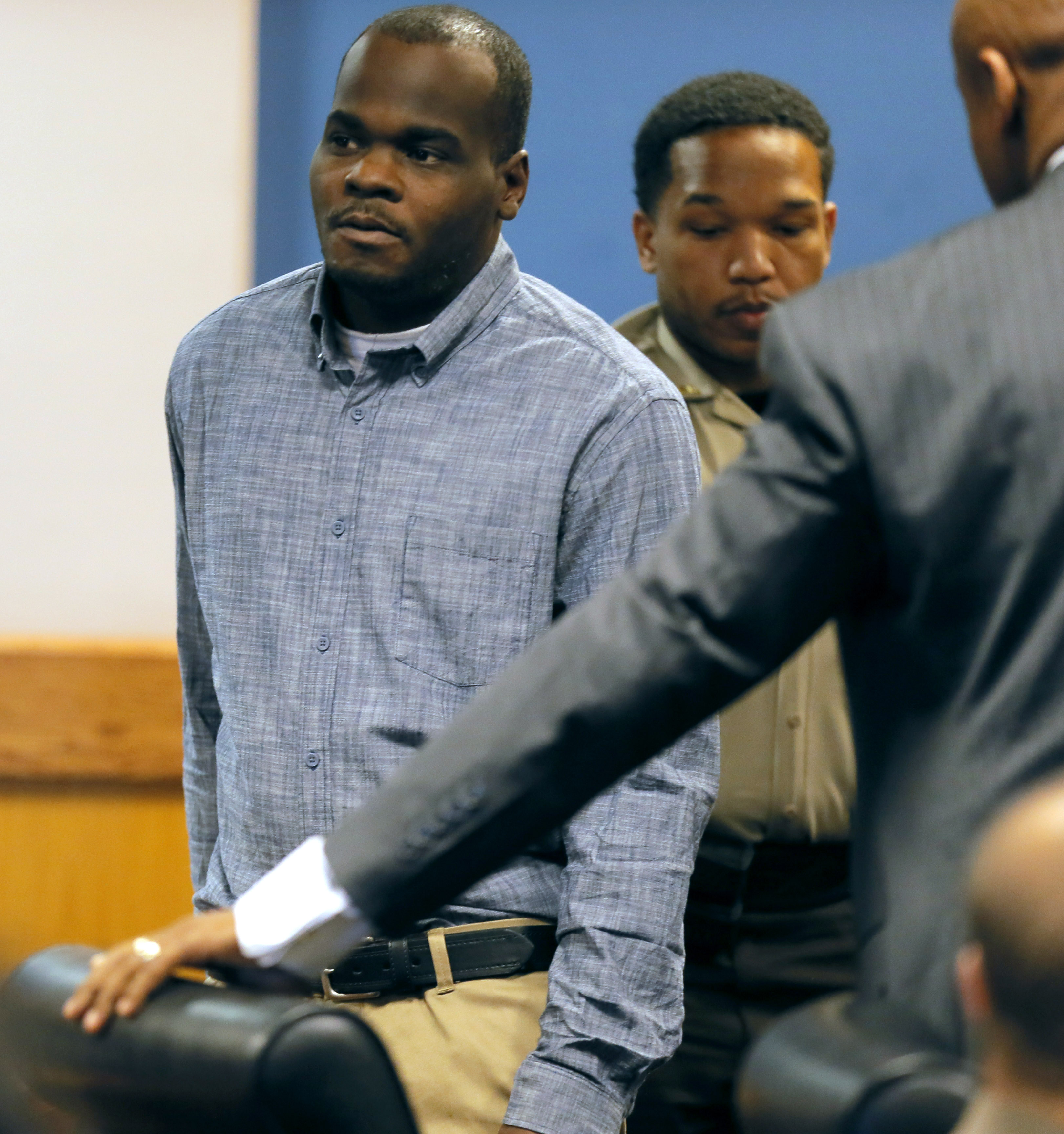 April 18, 2017 - Atlanta - One year ago, Basil Eleby enters court for the hearing on felony charges. Elegy, the homeless man accused of setting the fire that brought down a chunk of Interstate 85, was helped by a group of five attorneys who worked without pay. ANDRES /BANDRES@AJC.COM
