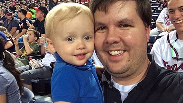 Elizabeth Smith testified that Justin Ross Harris sent her this picture from a Braves game in April 2014, and that she recognized a friend in the background, during Harris' murder trial at the Glynn County Courthouse in Brunswick, Ga., on Thursday, Oct. 20, 2016. (screen capture via WSB-TV)