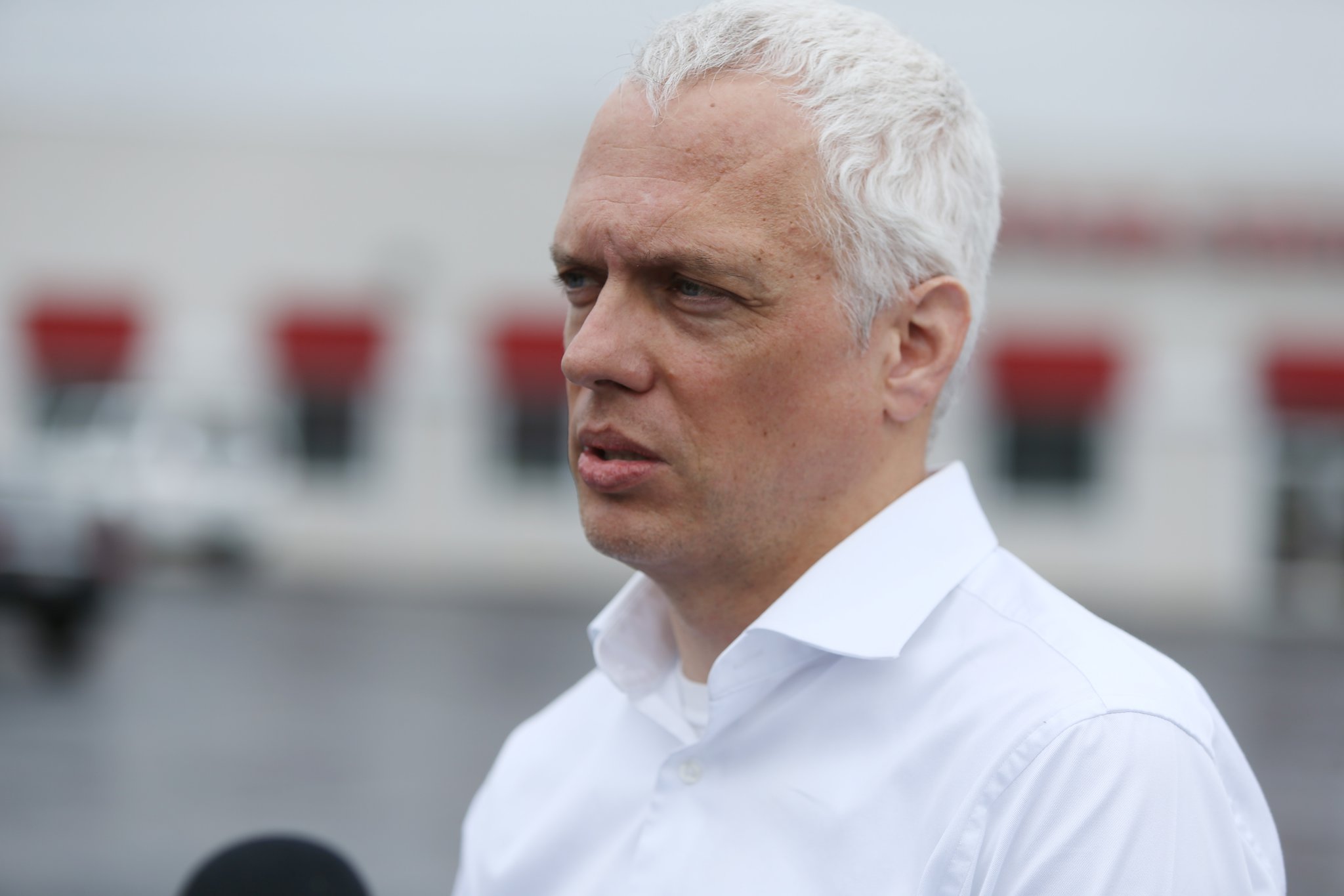 Ryan Gravel, the mastermind of the Atlanta Beltline, talks to reporters at the Mall West End in Atlanta on Friday, March 15, 2019. Gravel and business partner Donray Von are in the process of acquiring the mall to develop it.