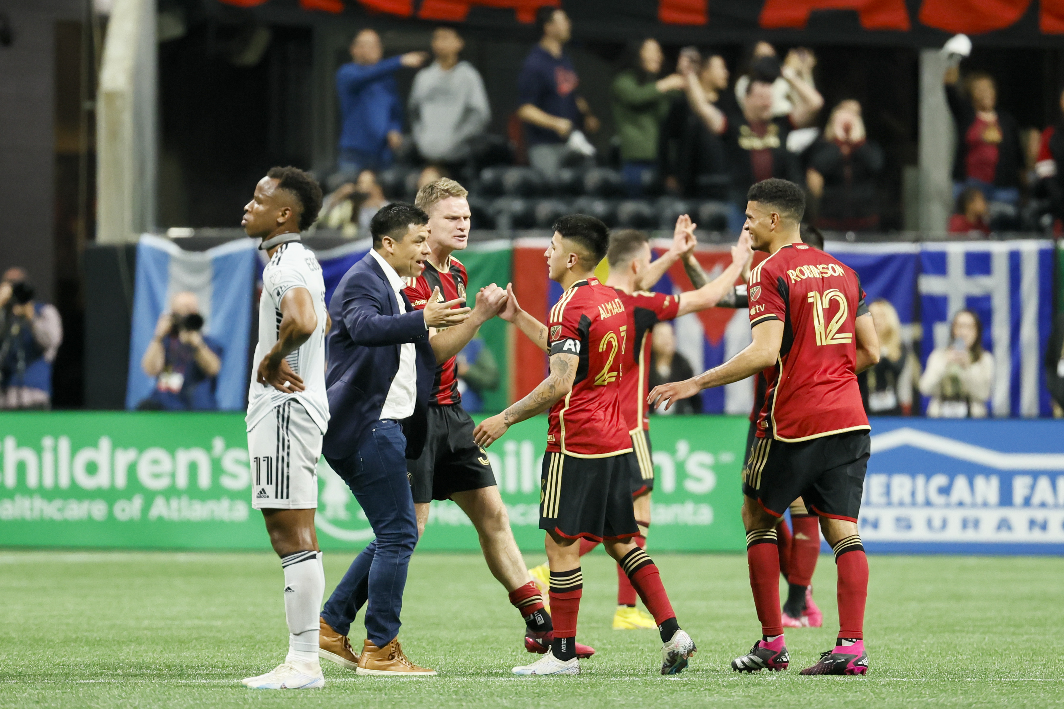 ATLANTA, GA – APRIL 23: Atlanta midfielder Thiago Almada (23) during the US  Open Cup match between Memphis 901 FC and Atlanta United FC on April 26th,  2023 at Fifth Third Bank