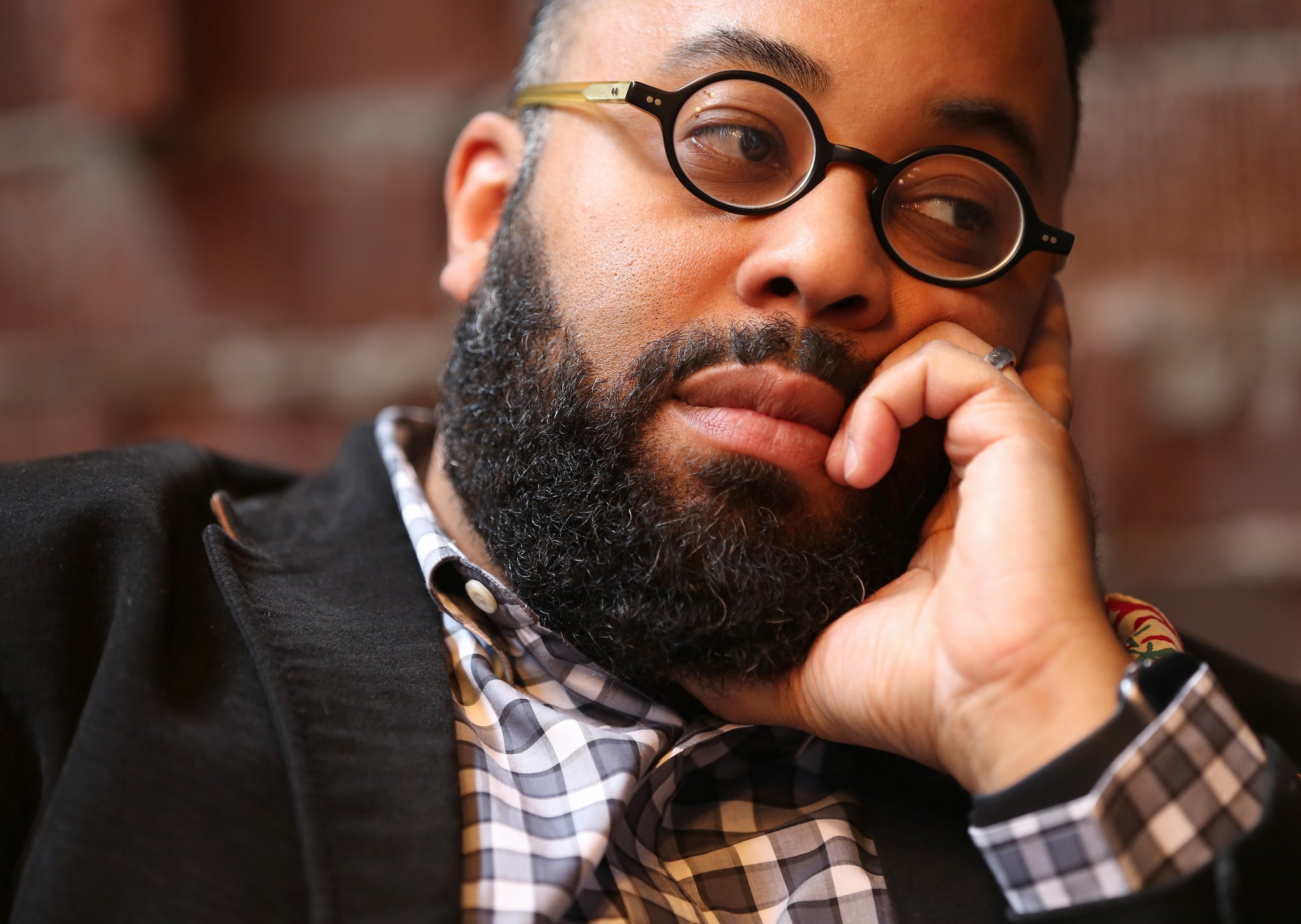 Kevin Young discusses the new anthology he edited, “African American Poetry: 250 Years of Struggle and Song,” at DBF. Ben Gray / bgray@ajc.com
