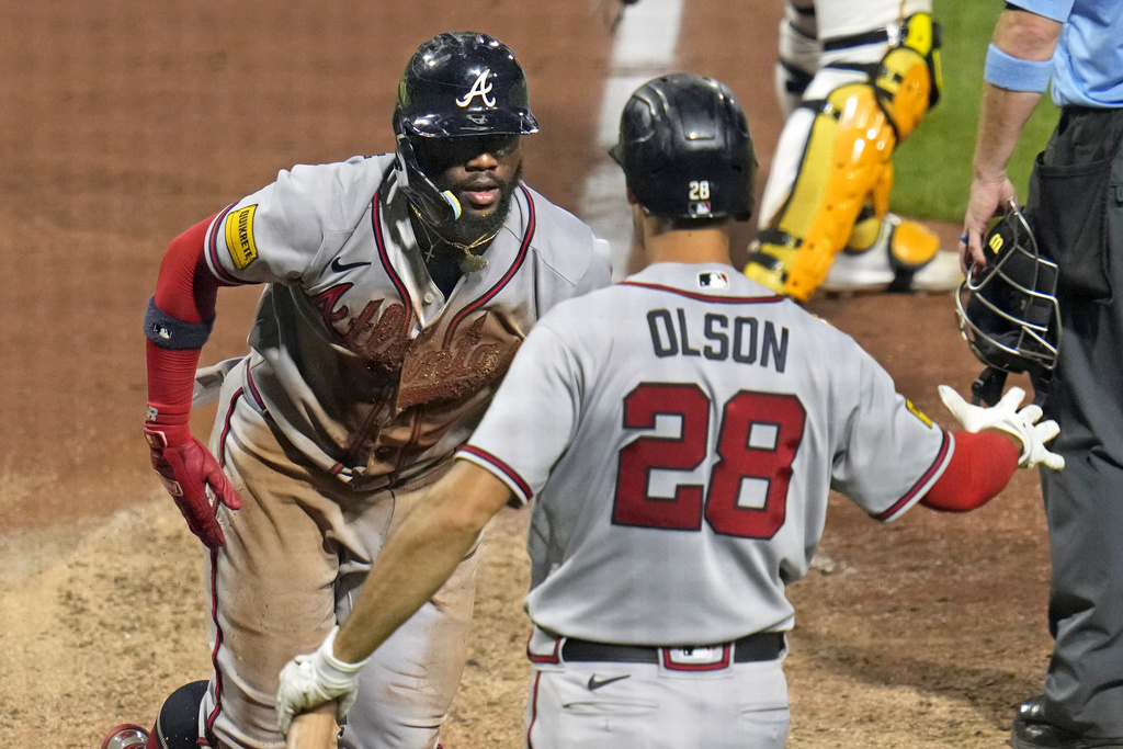 Atlanta, United States. 12th June, 2022. Atlanta Braves center fielder  Michael Harris II (23) waits for the pitch during a MLB regular season game  against the Pittsburgh Pirates, Sunday, June 12, 2022