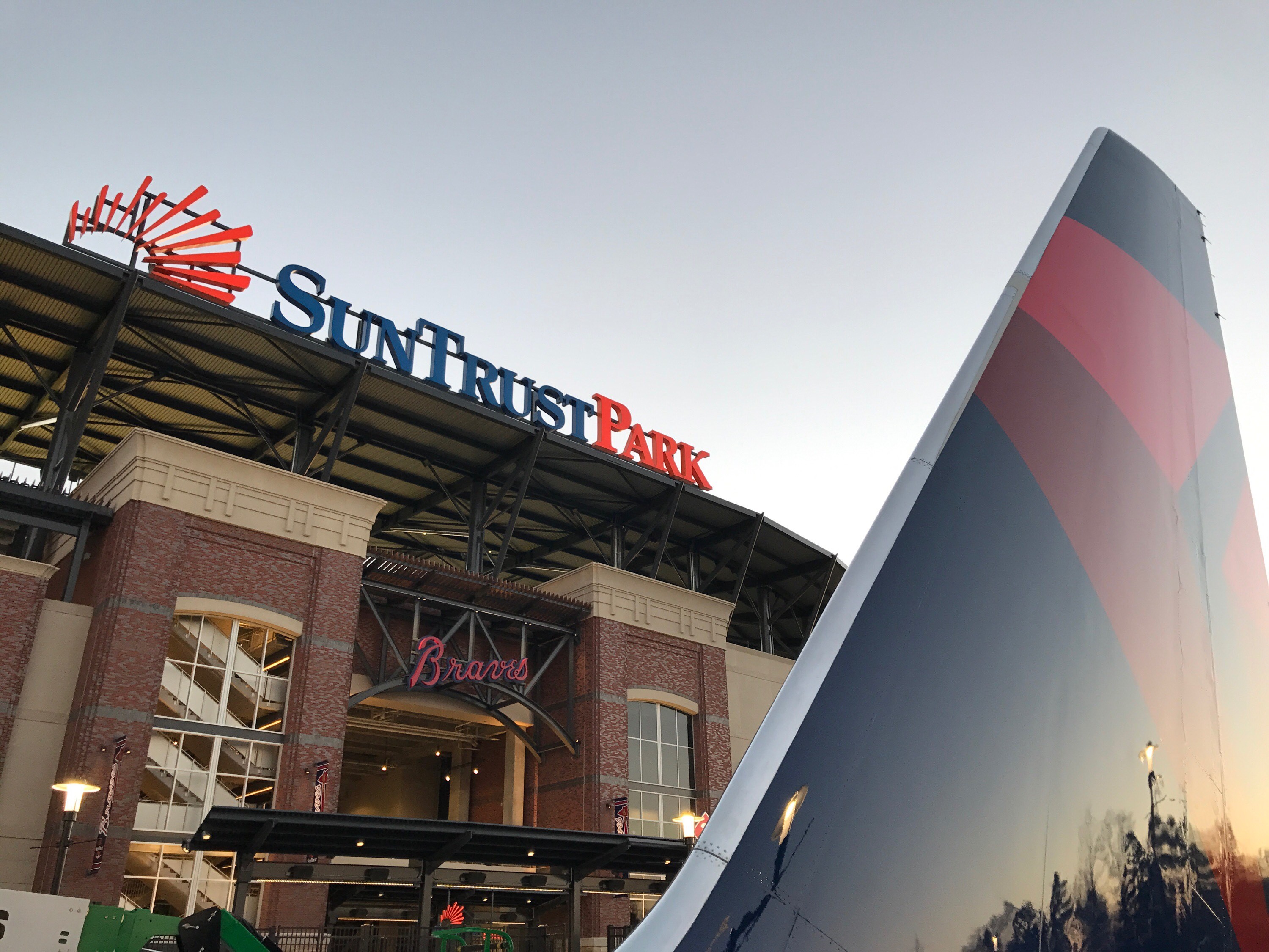 757-200 vertical stabilizer on display outside Atlanta Braves