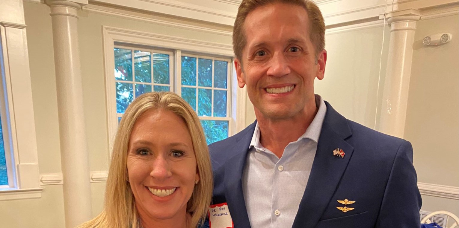 Marjorie Taylor Greene, the Republican candidate in Georgia's 14th Congressional District, posted this picture on Twitter along with her endorsement of 7th Congressional District candidate Rich McCormick.