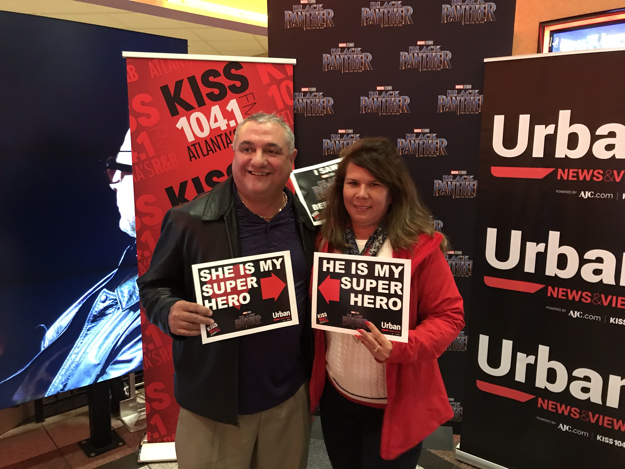 Jose Mendez and Maria Elena Rebelto of Canton were contest winners who not only got to see "Black Panther" but had a free dinner at Allora at the Twelve Hotel. Jose said he has seen more than 1,000 concerts in his life and used to party at the Limelight nightclub in the 1980s. CREDIT: Rodney Ho/rho@ajc.com