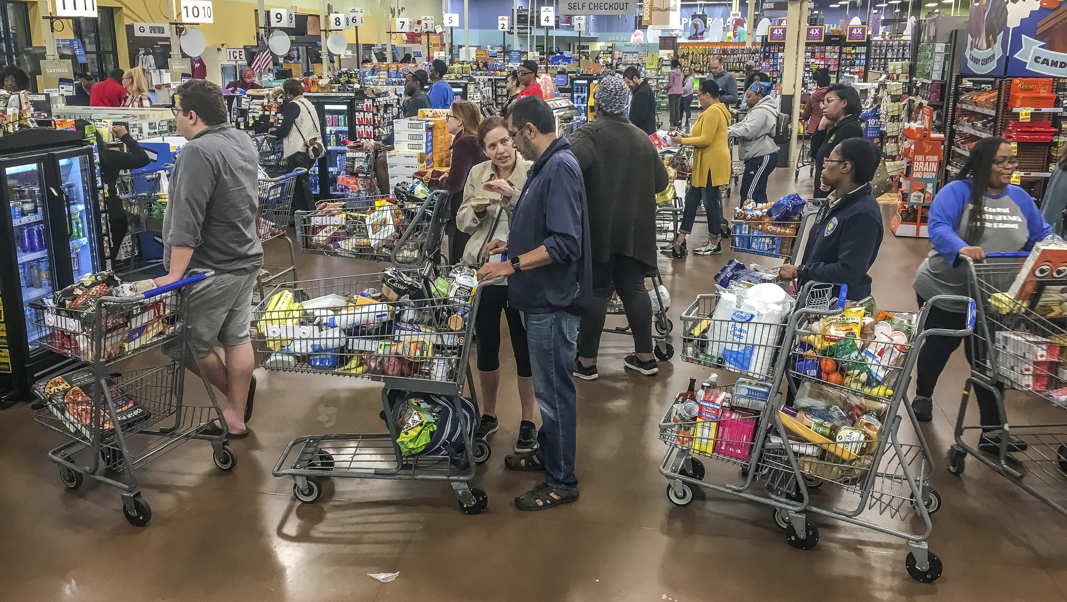 March 13, 2020 Atlanta: Panic buying occurred at the Kroger Marketplace at Glenwood Avenue in Atlanta on Friday, March 13, 2020. The Coronavirus pandemic is affecting everyone across the State of Georgia and Metro Atlanta. JOHN SPINK/JSPINK@AJC.COM
