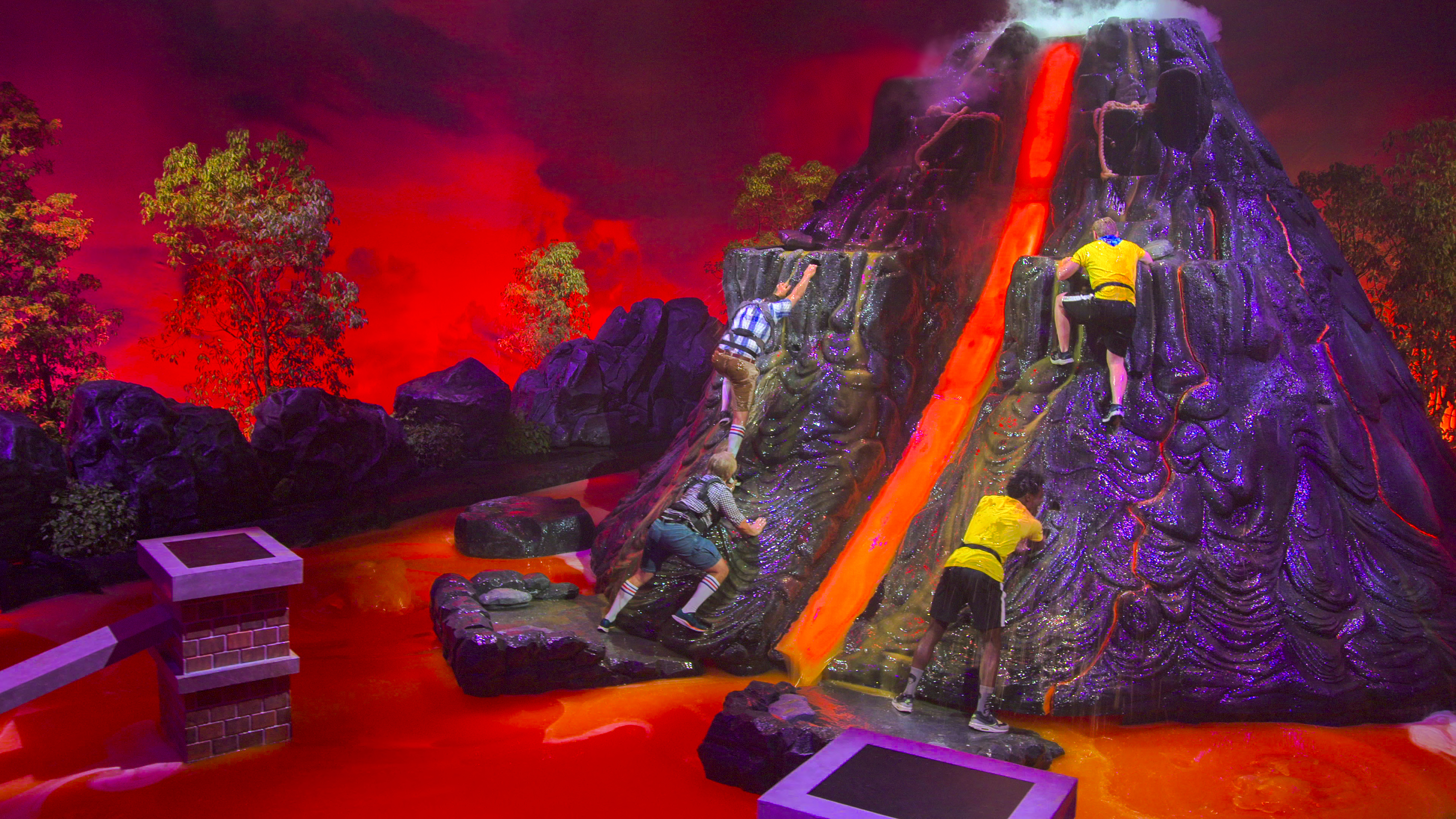 "Floor is Lava" on Netflix on season two features a new final round featuring a menacing volcano. Courtesy Of Netflix © 2022