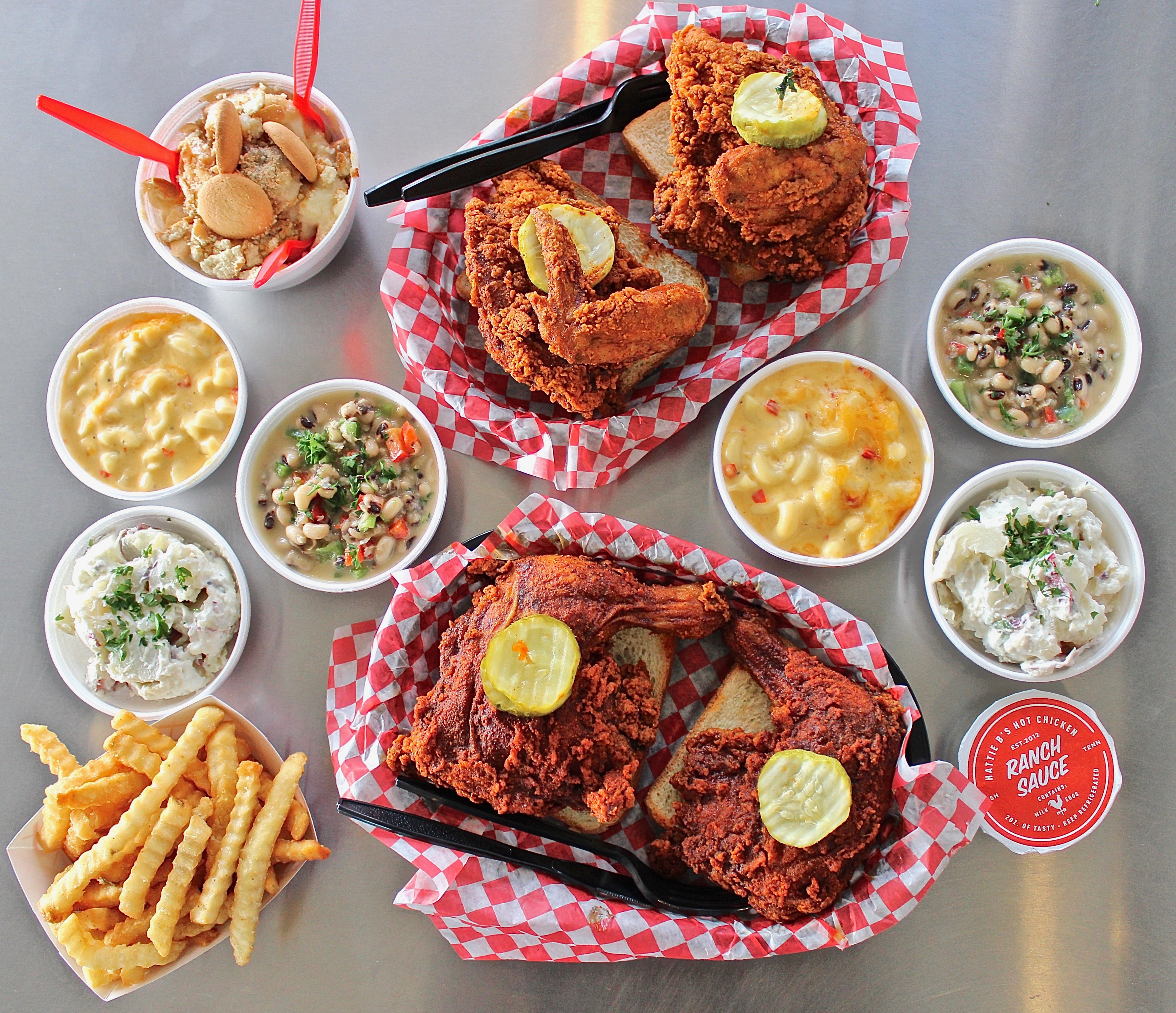 Chicken and sides from Hattie B's.