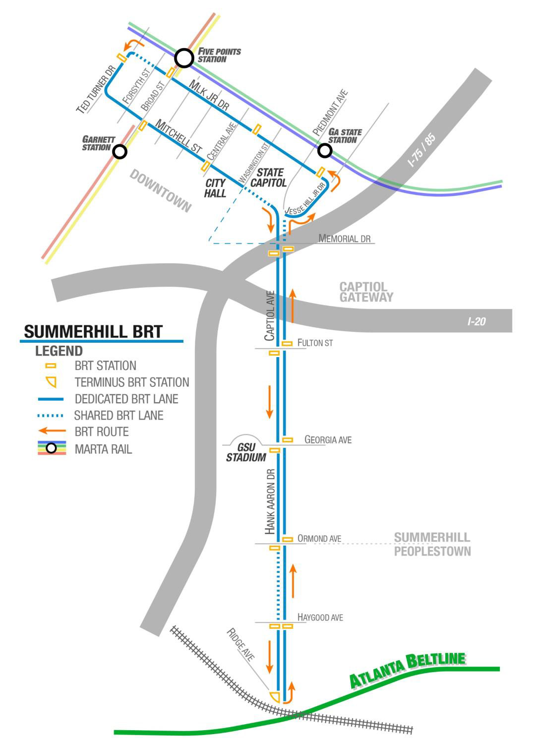 MARTA's Capitol Avenue-Summerhill line in Atlanta will be the region's first bus rapid transit line when it opens in 2024. SOURCE: MARTA