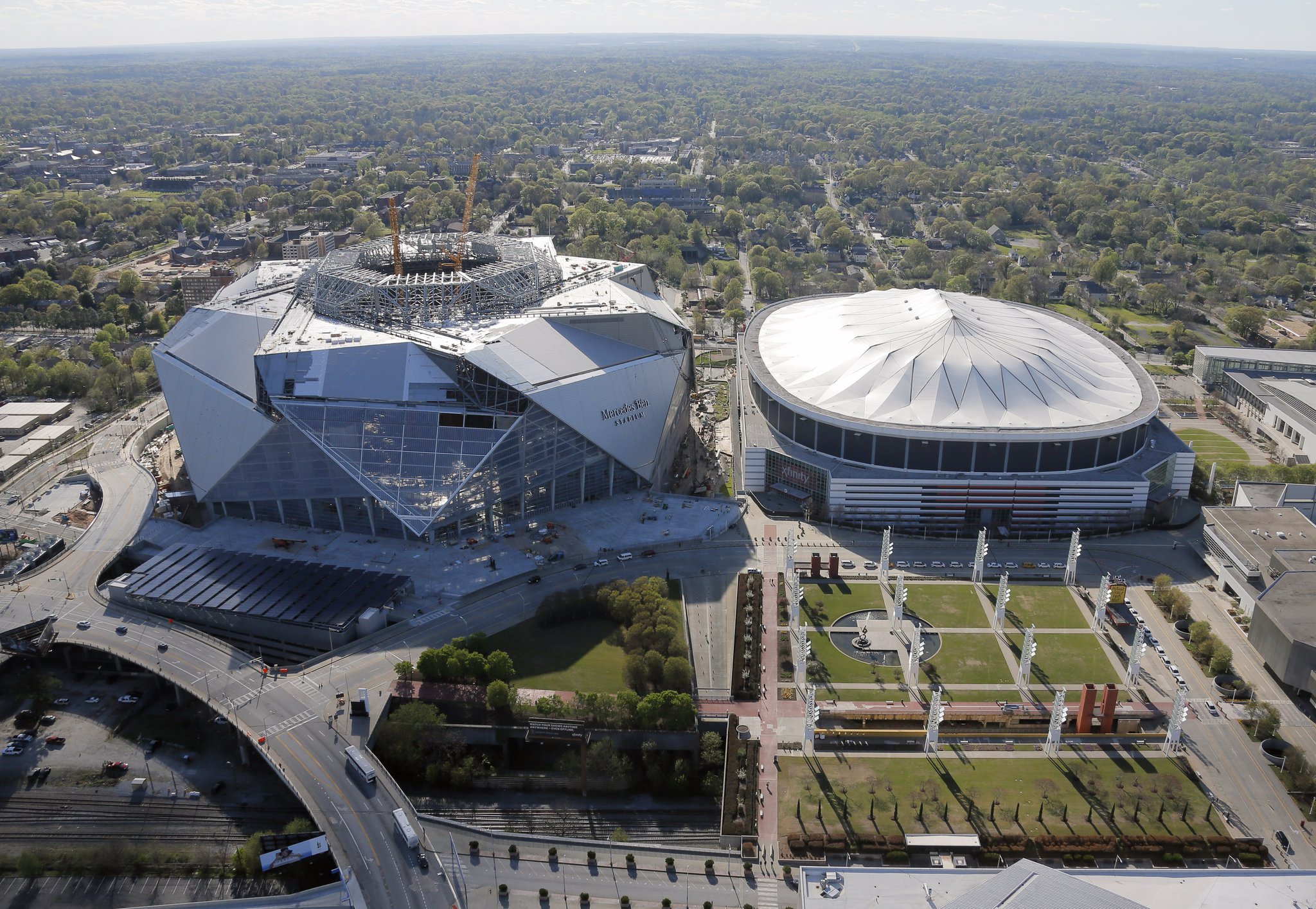 Philips Arena Hawks Georgia Dome CNN Center Stadium Postcard Atlanta Falcons 