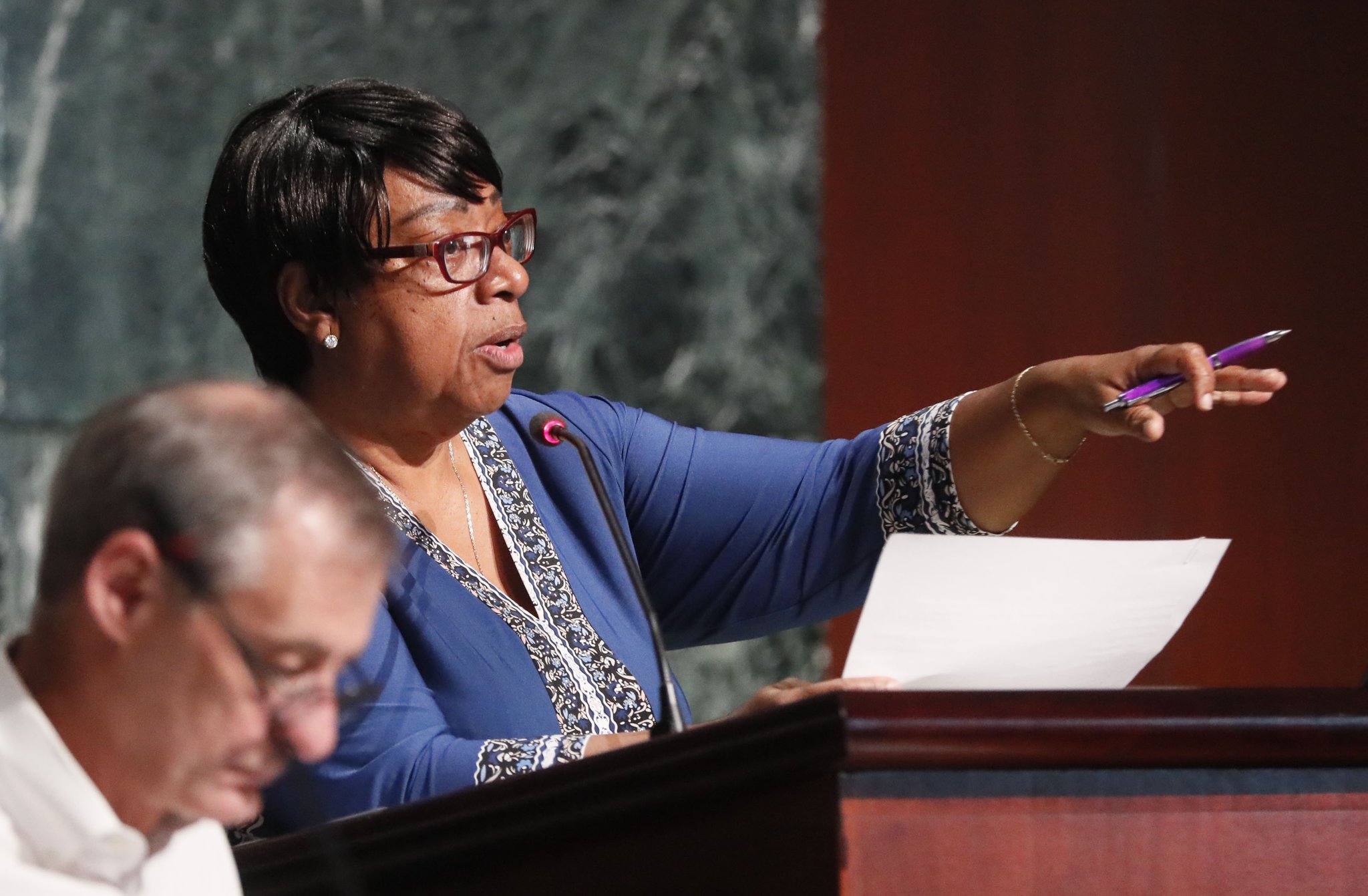 City Councilwoman Natalyn Archibong speaks during a council work session related to plans to redevelop downtown’s Gulch. The up to $5 billion project, which could include $2 billion in public financing, will require Mayor Keisha Lance Bottoms to convince the council that the skyline-altering project is worth the public investment.. BOB ANDRES /BANDRES@AJC.COM