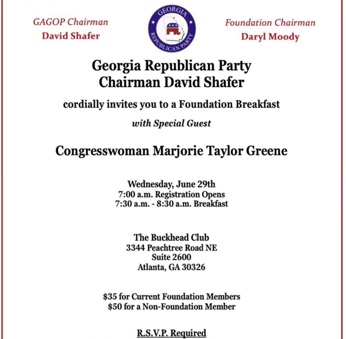 Georgia GOP invite