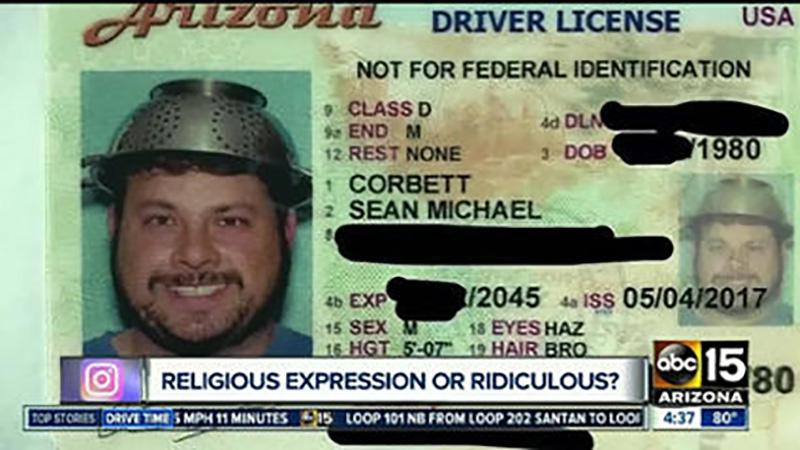 Uber Driver Honors Flying Spaghetti Monster Religion In State Id Photo