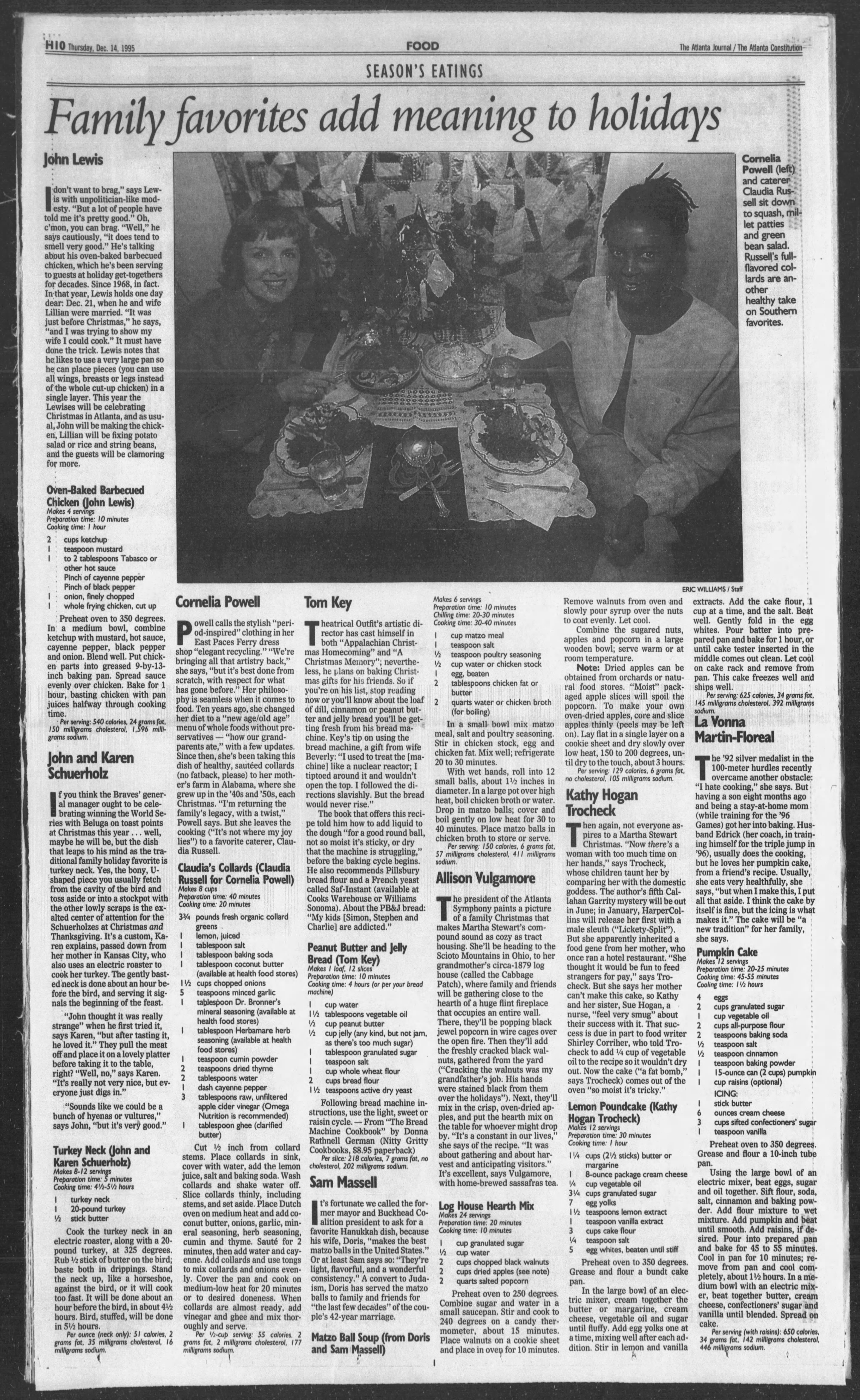 The late Congressman John Lewis had a holiday chicken recipe he made annually for family and guests, dating back to the year he was married, 1968. He shared it with The Atlanta Journal-Constitution in December, 1995.
