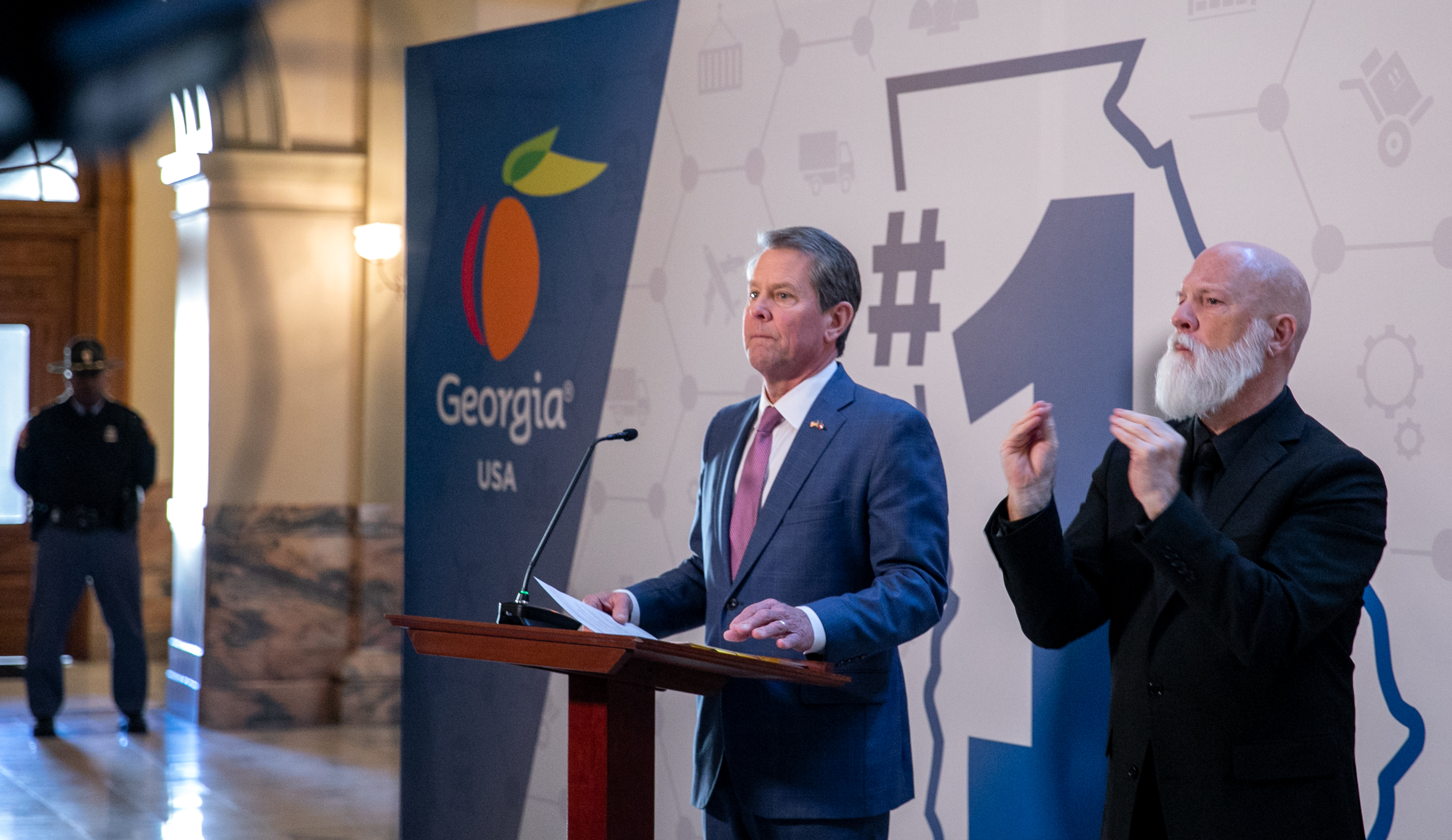Georgia Governor Brian Kemp remarks at a press conference in response to President Joe Biden’s visit to Georgia and push for voting rights changes. Kemp stands by the laws regulating voting in Georgia on Tuesday, Jan 11, 2022. (Jenni Girtman for The Atlanta Journal-Constitution)