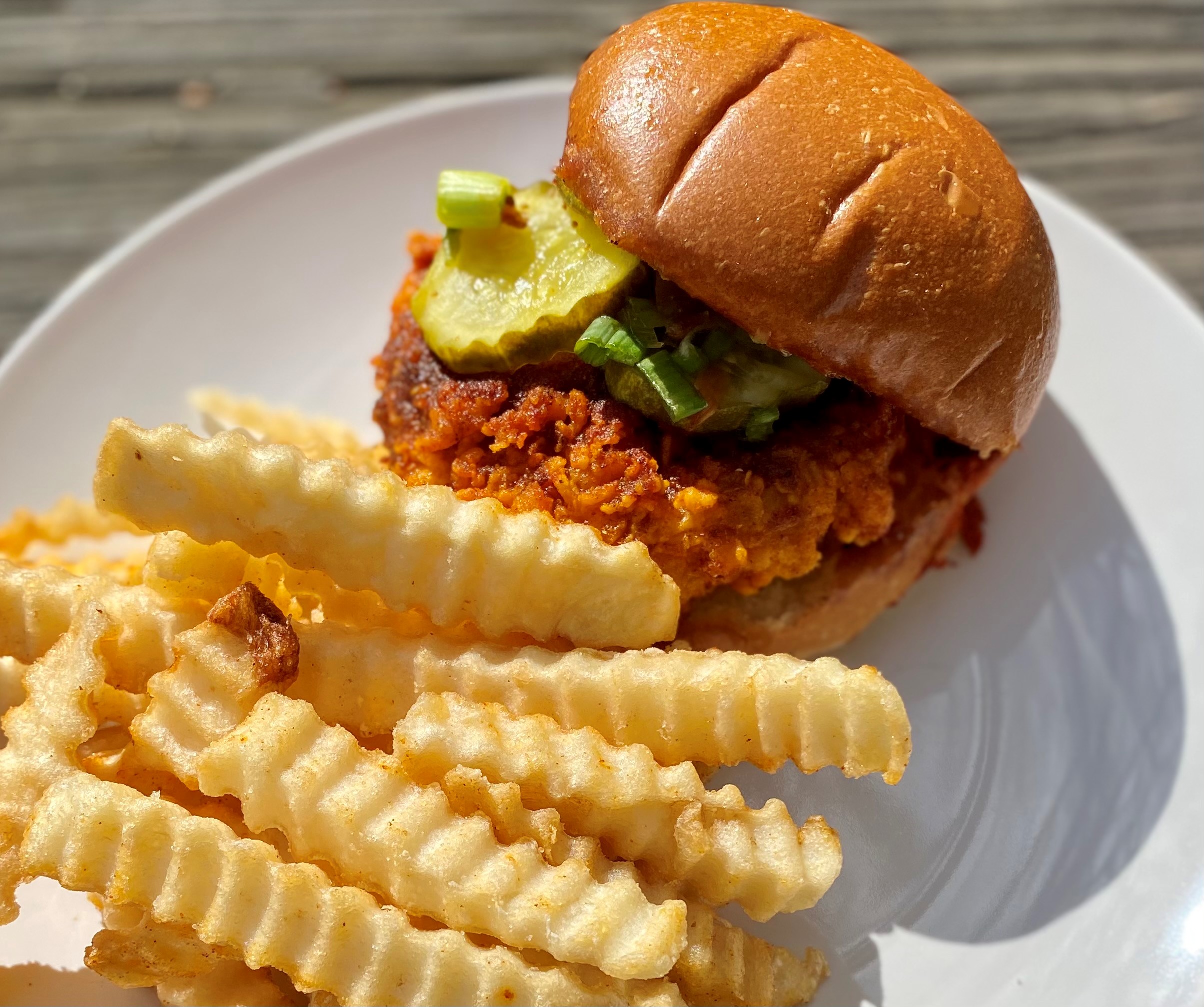 Grass VBQ Joint’s Nashville hot chic’n sandwich is so good you might think it’s real chicken.
Wendell Brock for The Atlanta Journal-Constitution