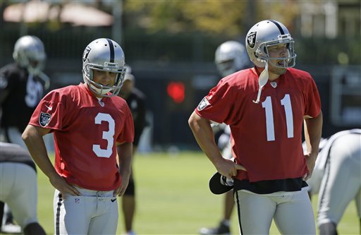 Sebastian Janikowski practices as Raiders' lone kicker