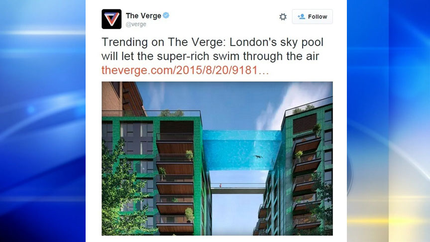 Glass Bottom Pool Is Suspended Between Buildings 10 Stories Up