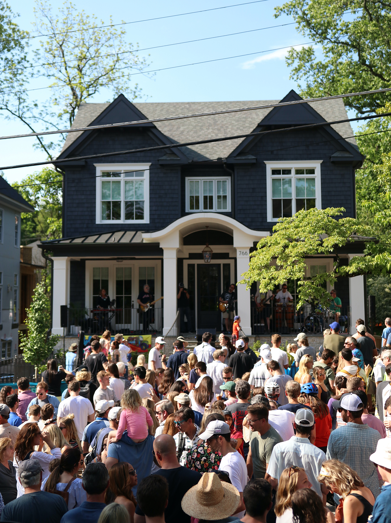Neighbors listen to Webster Band Atlanta during the first Virginia Highland Porchfest.
Courtesy David Goo