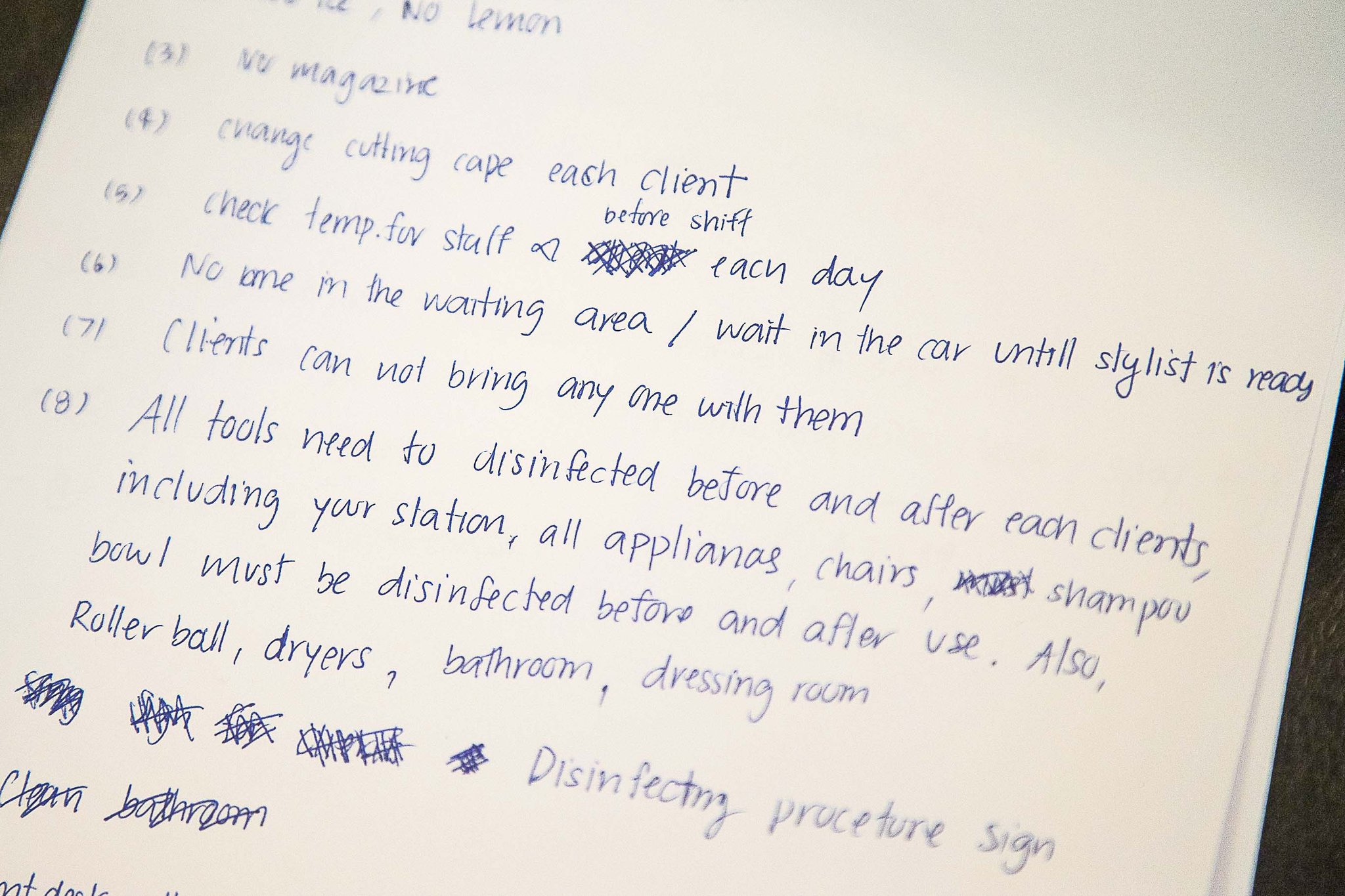 04/21/2020 - Atlanta, Georgia - Salon Next owner Tucker Callaway created a list of new procedures that stylist will be adapting to when the salon reopens in Atlanta’s Wildwood neighborhood. (ALYSSA POINTER / ALYSSA.POINTER@AJC.COM)