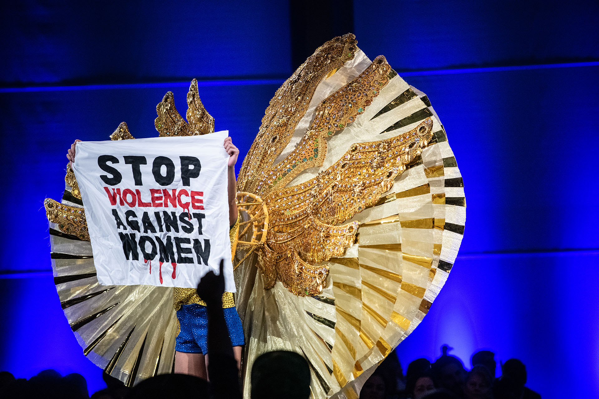 Miss Brazil Julia Horta showcases her costume that represents her country at the Miss Universe Pageant National Costume Show in Atlanta on Friday, Dec. 6, 2019. PHOTO BY ELISSA BENZIE/FOR THE AJC
